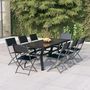 Voir la diapositive 1 : VIDAXL Ensemble a manger de jardin 9 pcs Gris et noir