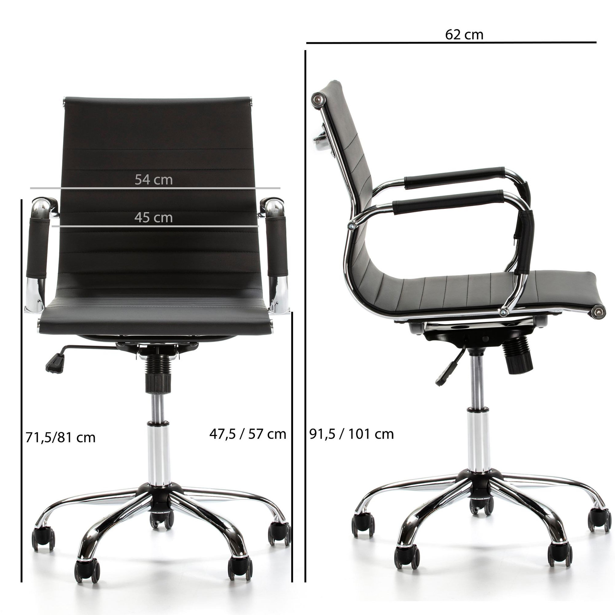Voir la diapositive 4 : VS VENTA-STOCK Fauteuil de Bureau Croma inclinable Noir,Cuir Synthétique