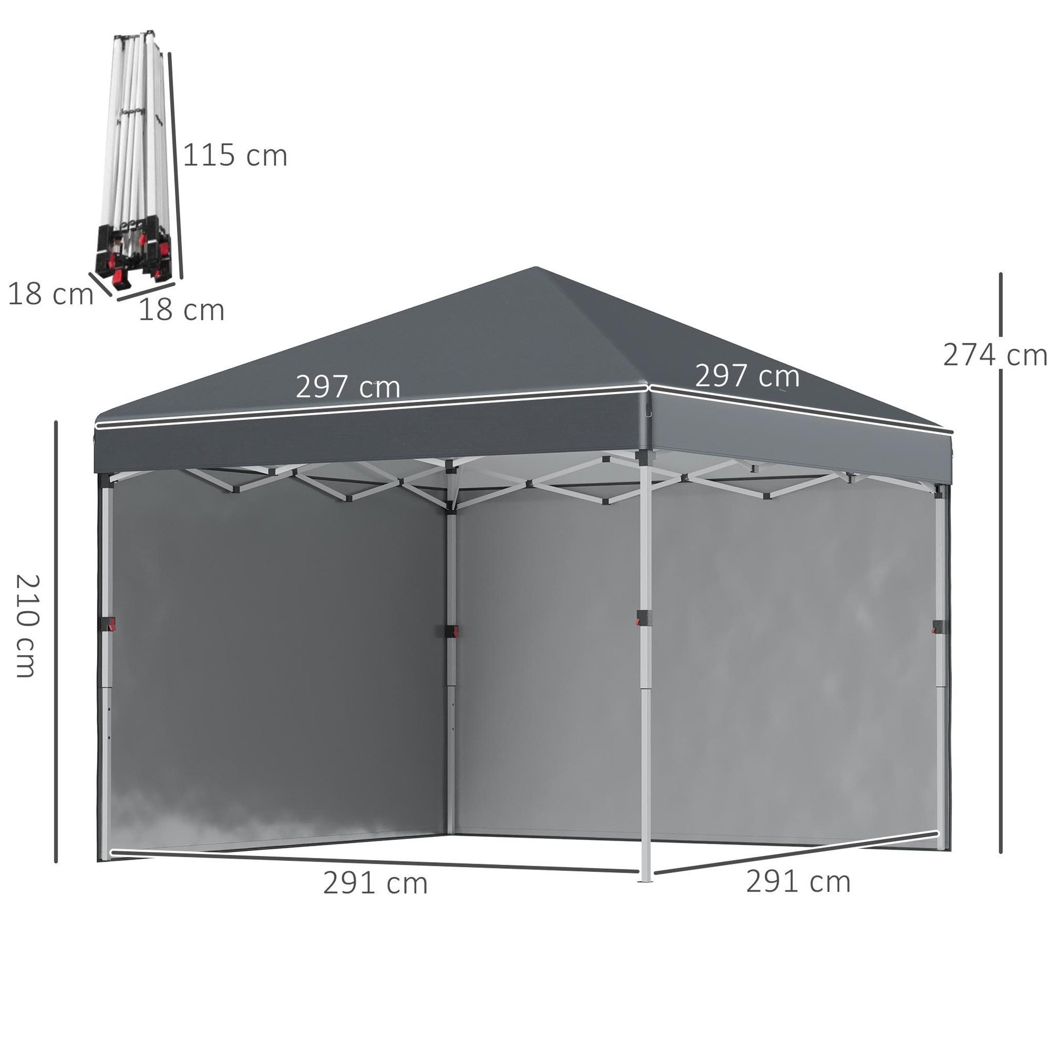 Voir la diapositive 3 : OUTSUNNY Tonnelle barnum pop-up UV 30+ sac transport inclus anthracite