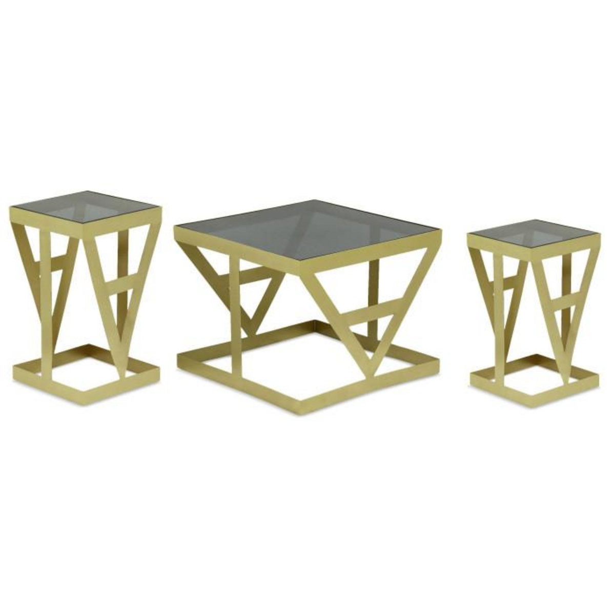 Paris Prix Lot de 3 Tables d'Appoint  Zelys  63cm Or