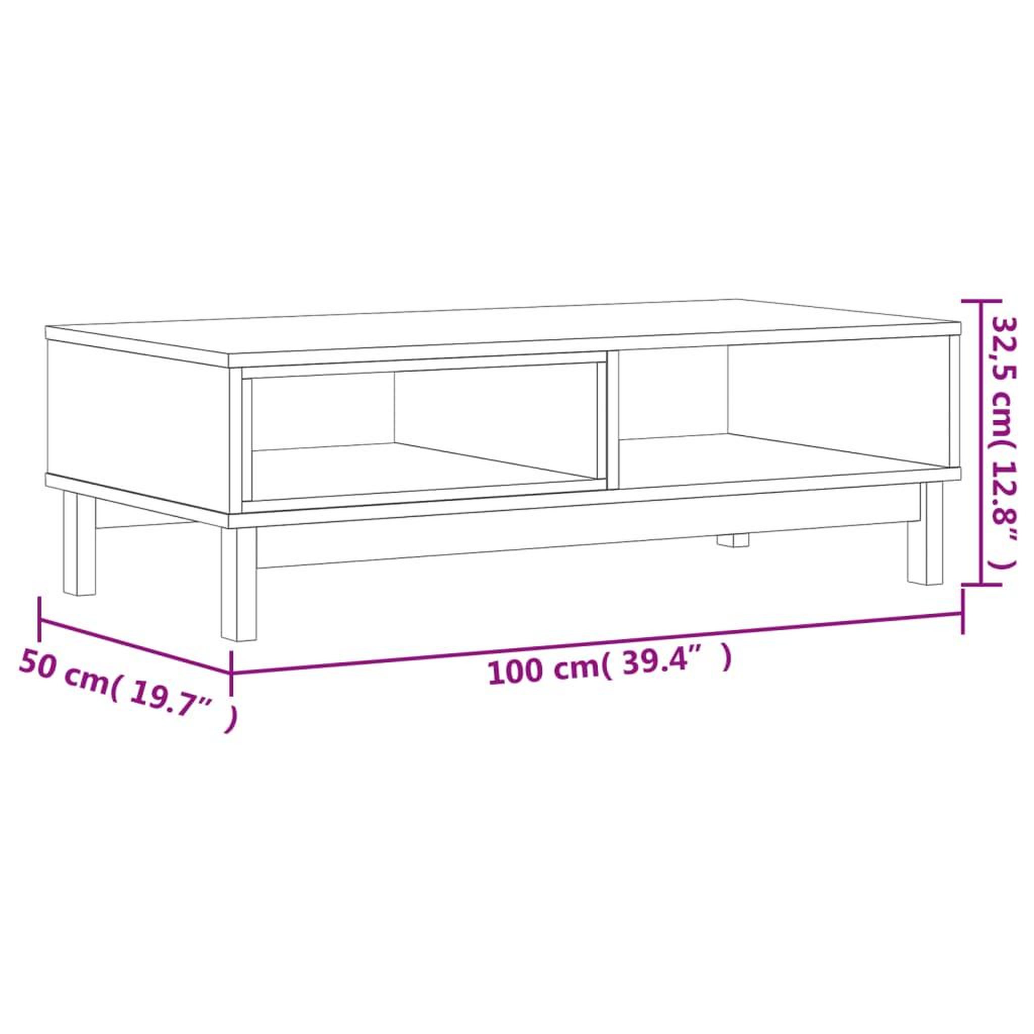 Voir la diapositive 6 : VIDAXL Table basse FLAM 100x50x32,5 cm bois de pin massif