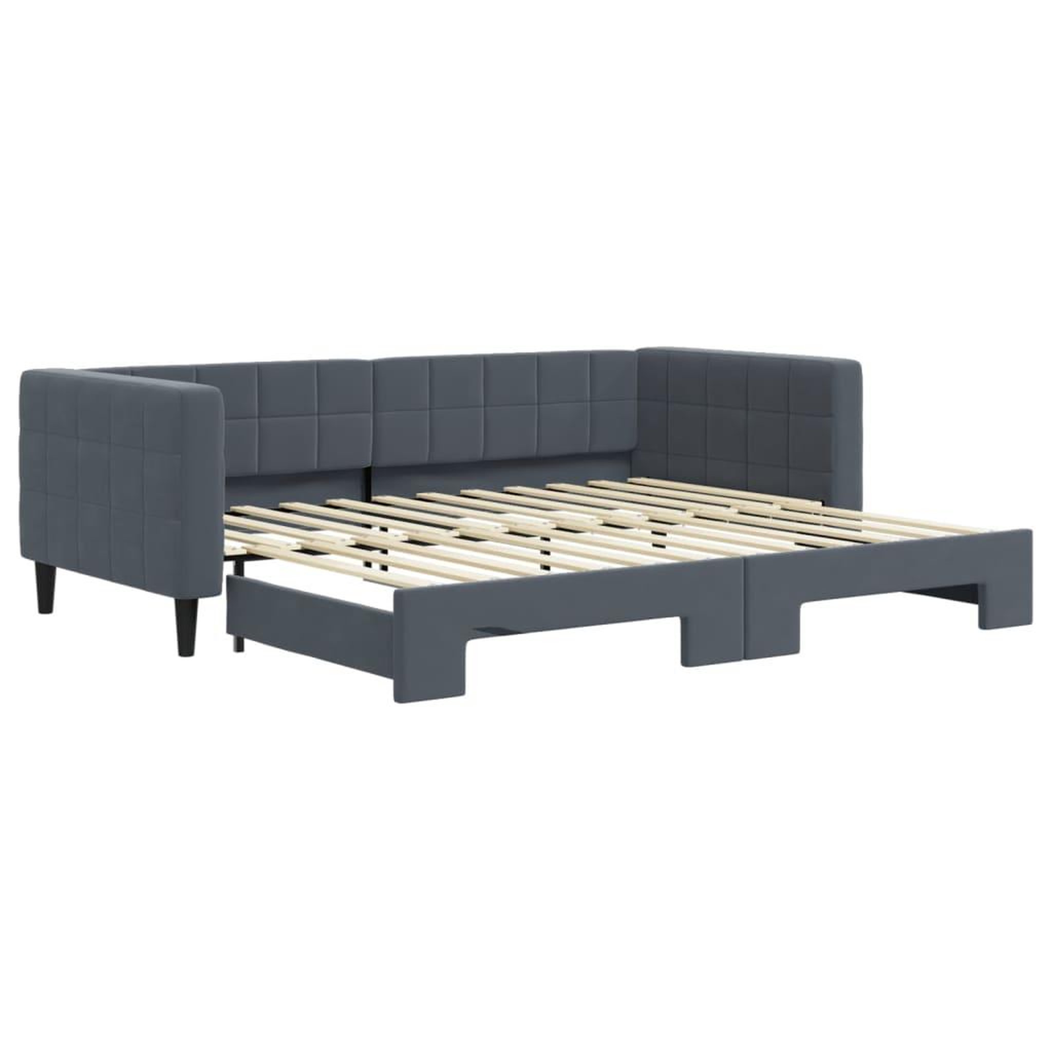Voir la diapositive 2 : VIDAXL Lit de jour avec gigogne sans matelas gris fonce 90x200 cm