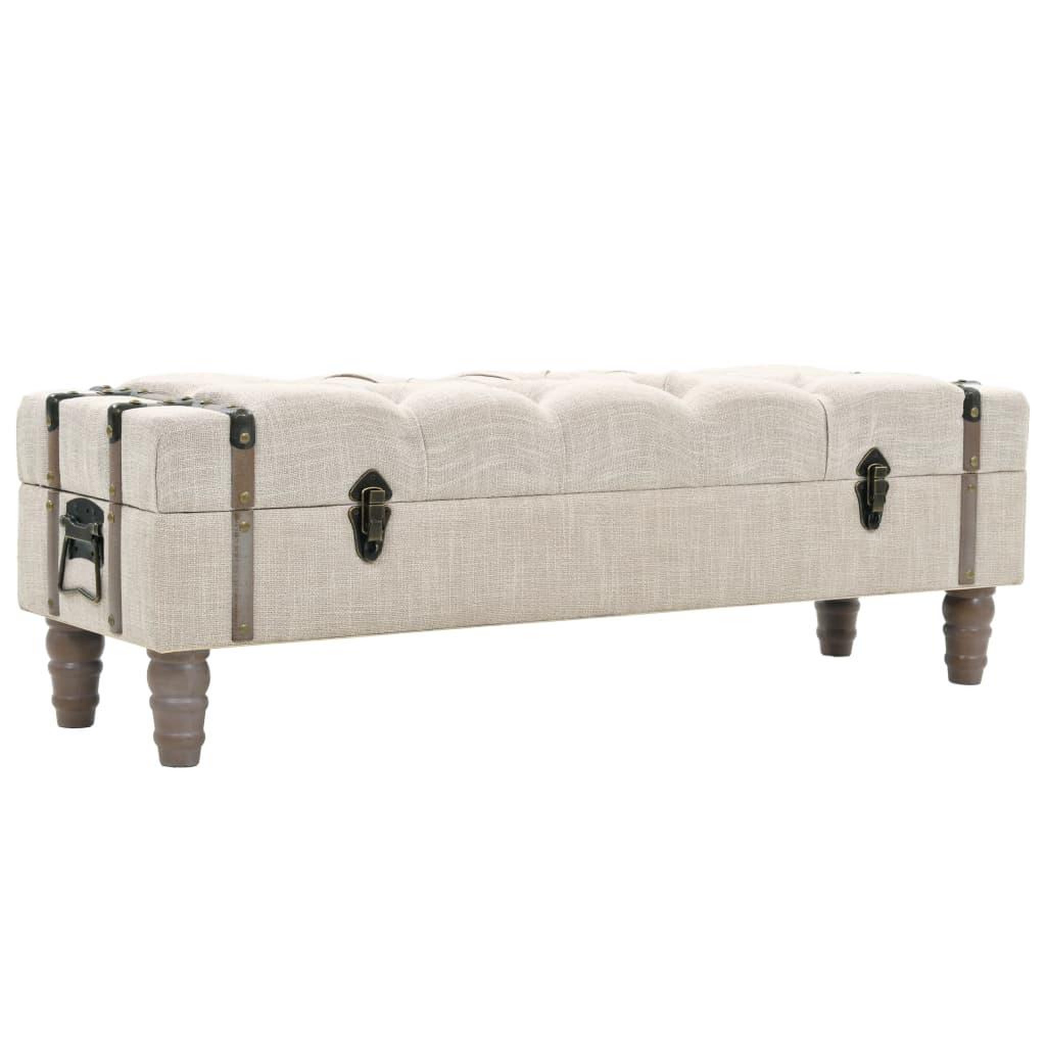 VIDAXL Banc de rangement bois massif et acier 111x34x37 cm