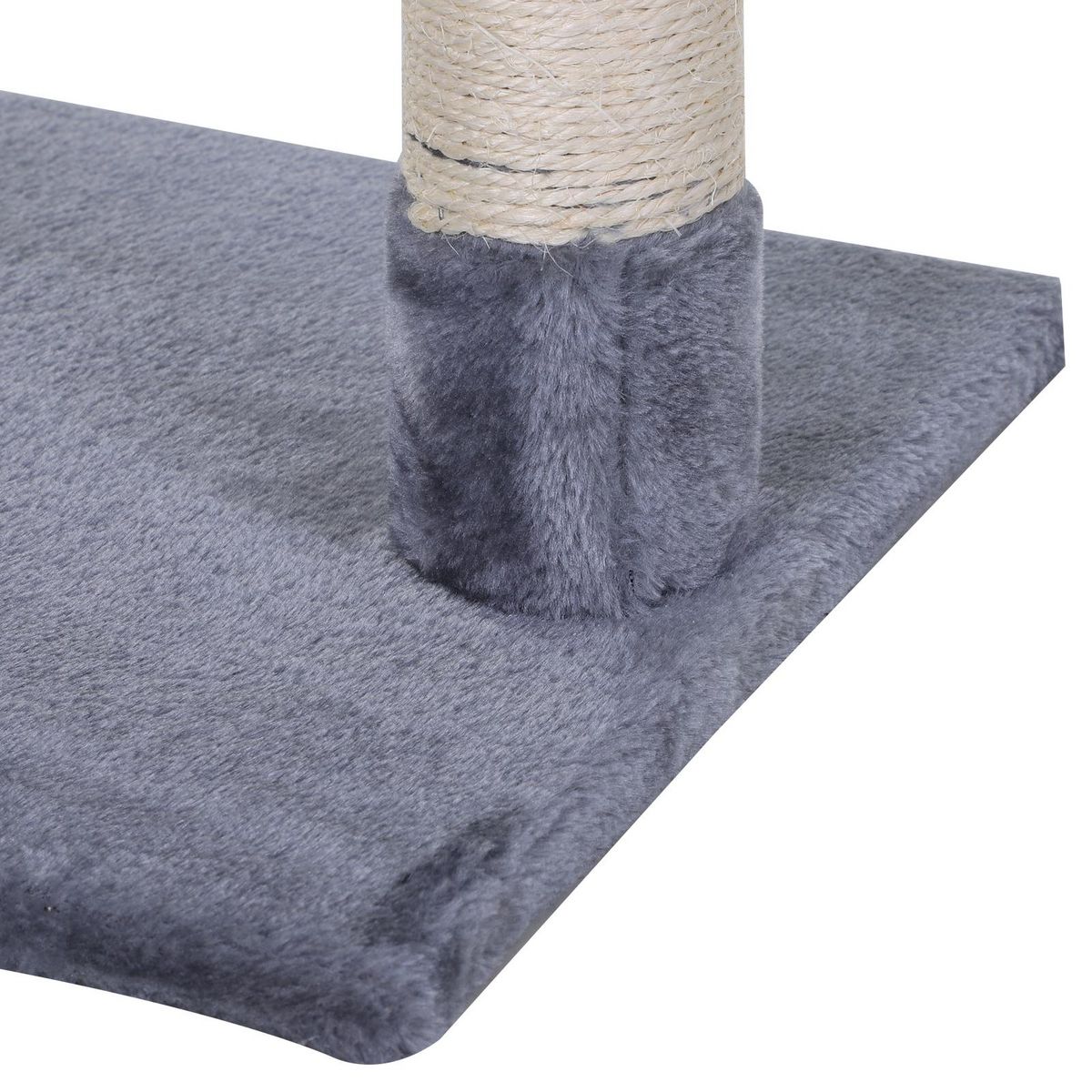 PAWHUT Arbre à chat 3 griffoirs grattoirs sisal naturel plateforme hamac et boule suspendue dim. 50L x 36l x 70H cm peluche haute densité 220 g/m² gris