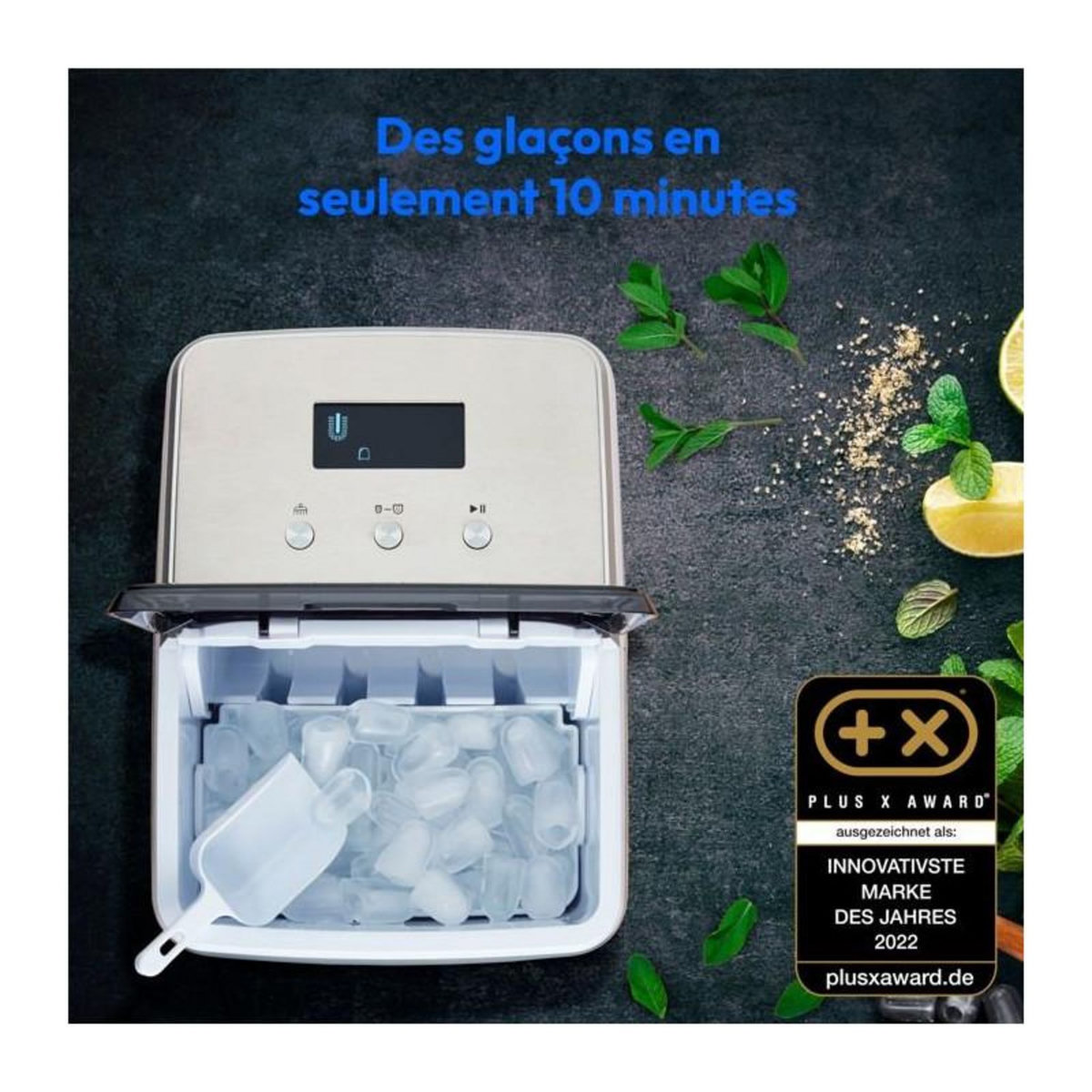 Medion MEDION Machine a glaçons (taille des glaçons petite & grande, réservoir d'eau de 2,6 litres, durée de production courte env.