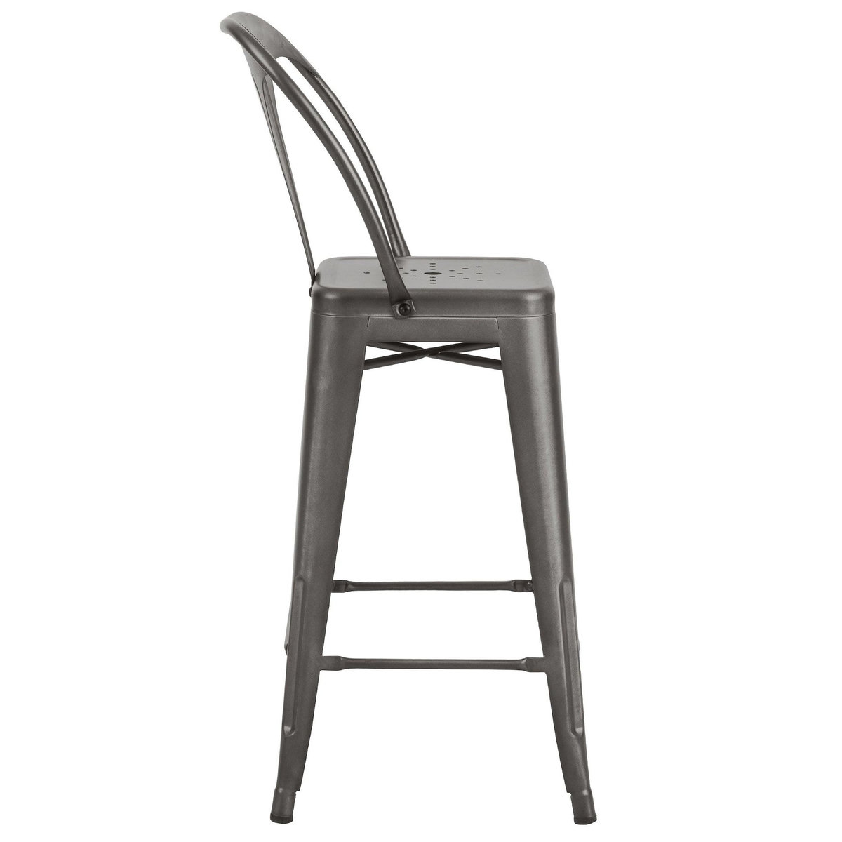 Rendez vous déco Lot de 2 chaises pour îlot central 67 cm en métal gris acier-Indus