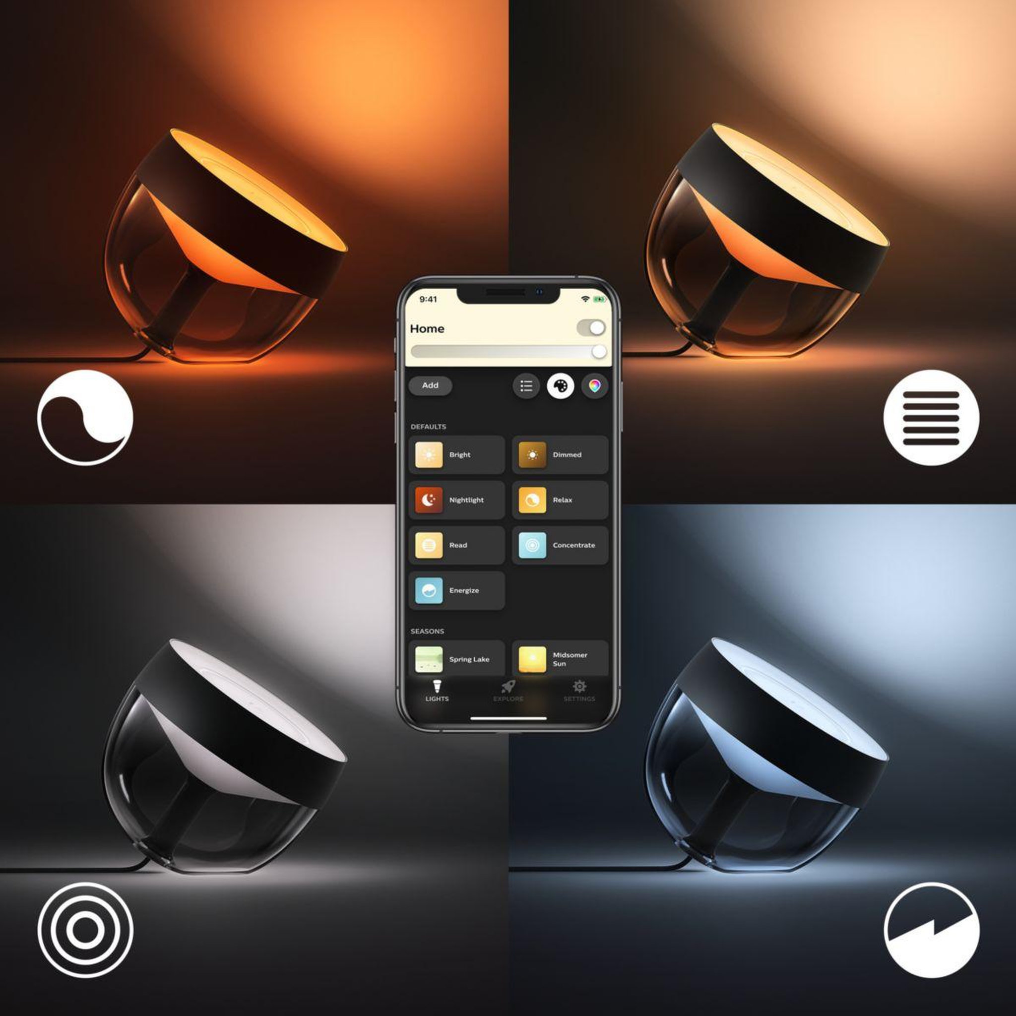 Voir la diapositive 4 : Philips Lampe connectée HUE W&C Iris Noir