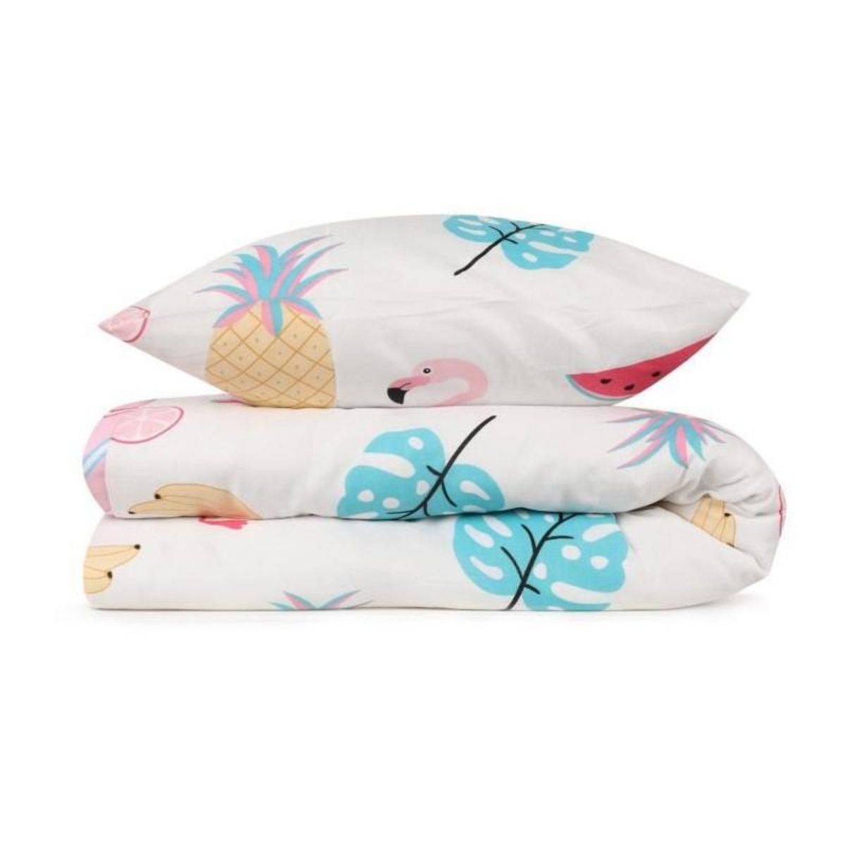 GENERIQUE Parure de lit - 1 housse de couette 220 x 240 cm + 2 taies d'oreiller 60 x 60 cm - 65% coton, 35% polyester - Blanc