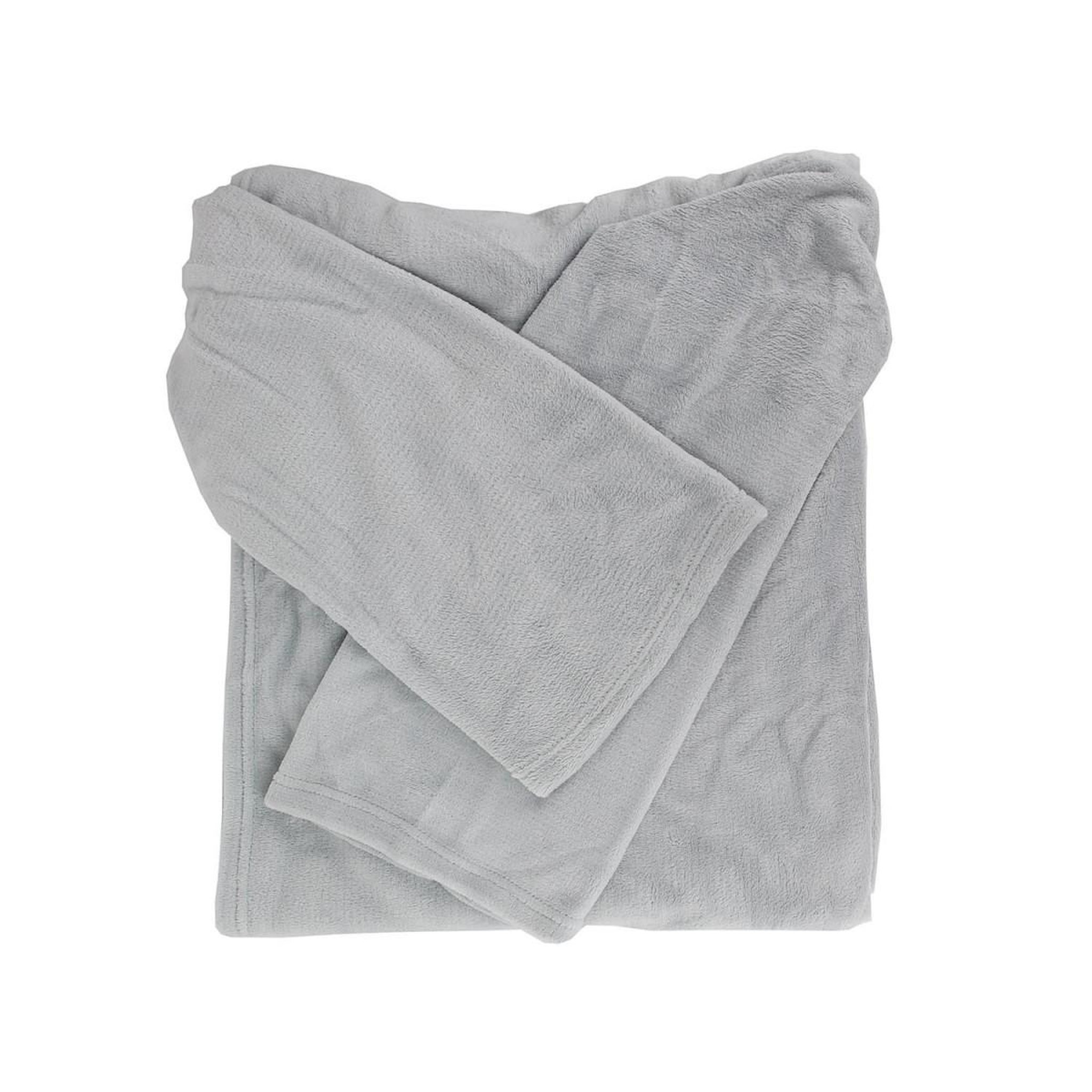 Voir la diapositive 1 : The Home Deco Factory Plaid déco  a manches  140x180cm gris clair