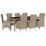 Voir la diapositive 2 : VIDAXL Ensemble a manger de jardin et coussins 9 pcs beige Poly rotin