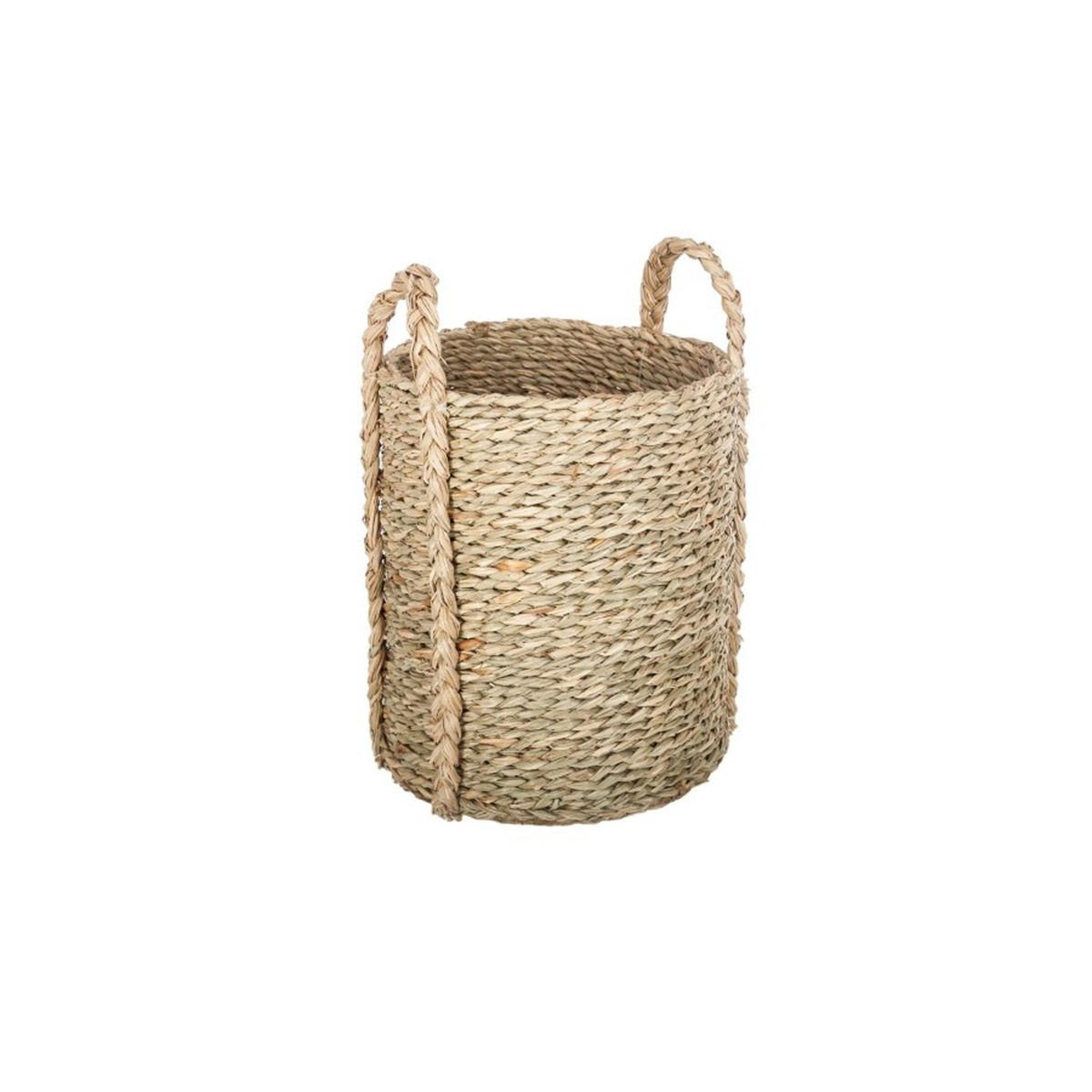 Voir la diapositive 4 : ATMOSPHERA Lot de 3 paniers de rangement cylindrique  seagrass  35cm naturel
