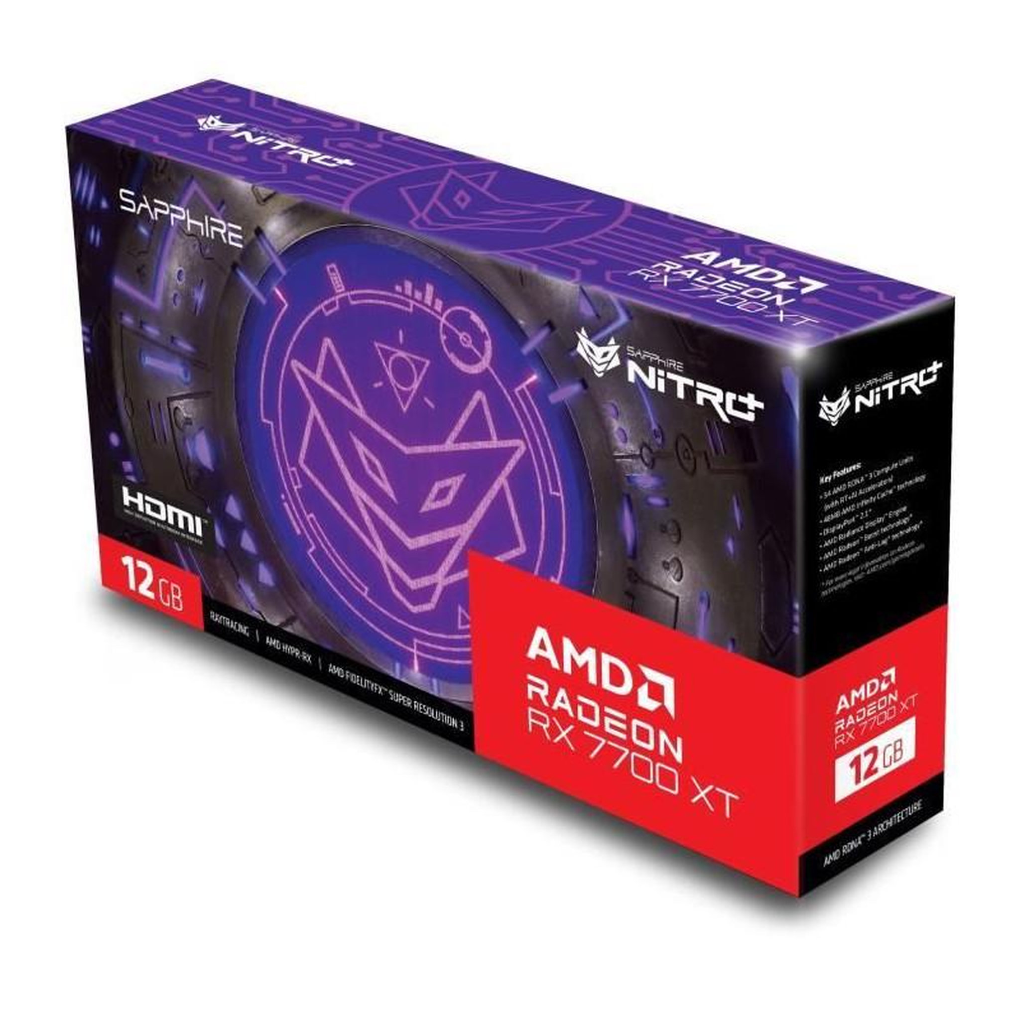Voir la diapositive 4 : Sapphire Technology SAPPHIRE - Carte Graphique - NITRO+ AMD RADEON™ RX 7700 XT GAMING OC 12GB - GDDR6 - DUAL HDMI / DUAL DP