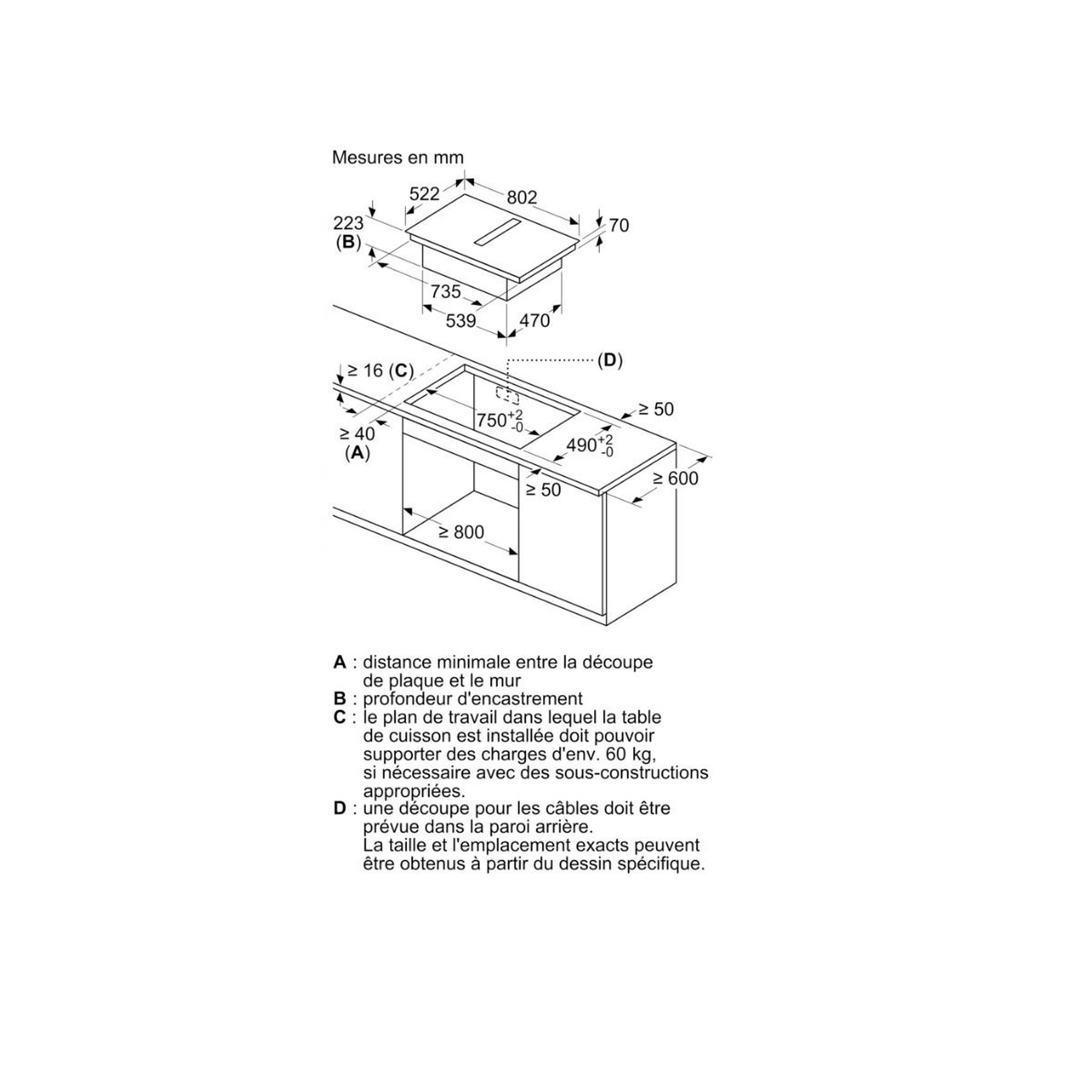 Voir la diapositive 6 : BOSCH Table de cuisson aspirante induction 4 feux 7400w noir - PVQ811H26E