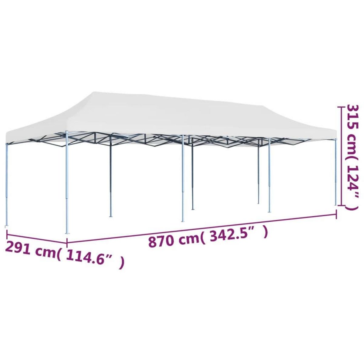 VIDAXL Tente de reception pliable 3x9 m Blanc