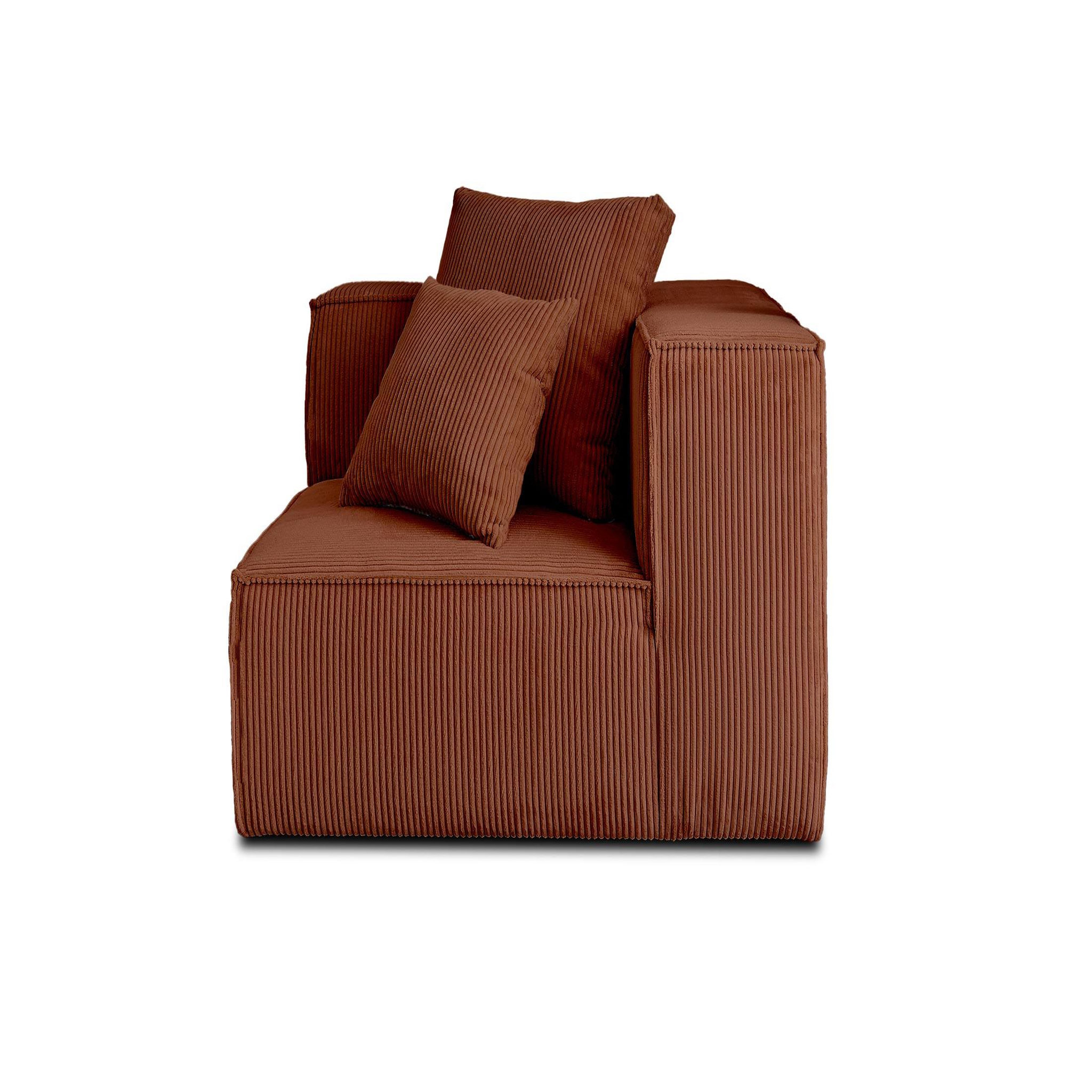 Voir la diapositive 5 : LISA DESIGN Colombine - module d'assise d'angle réversible - en velours côtelé