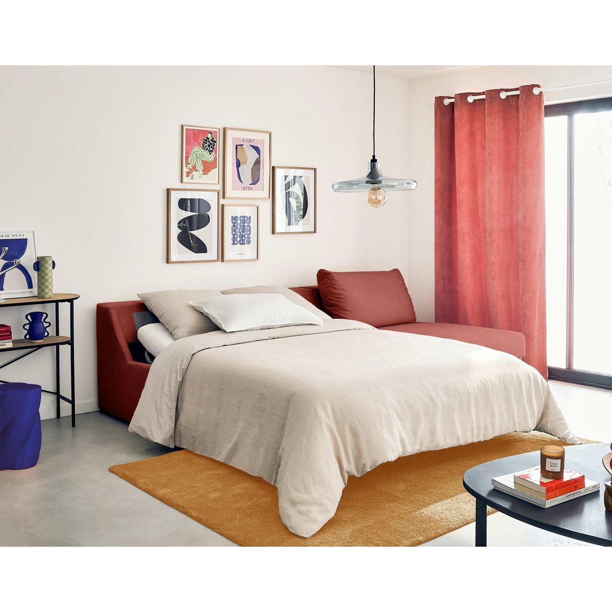 LISA DESIGN Palmira - canapé d'angle droit - 4 places - convertible couchage quotidien - matelas 14 cm - en velours côtelé