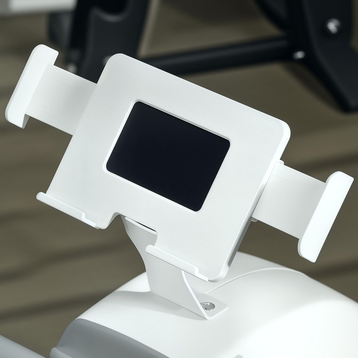 HOMCOM Rameur magnétique 16 niv. résistance écran LCD support smartphone rangement vertical blanc gris