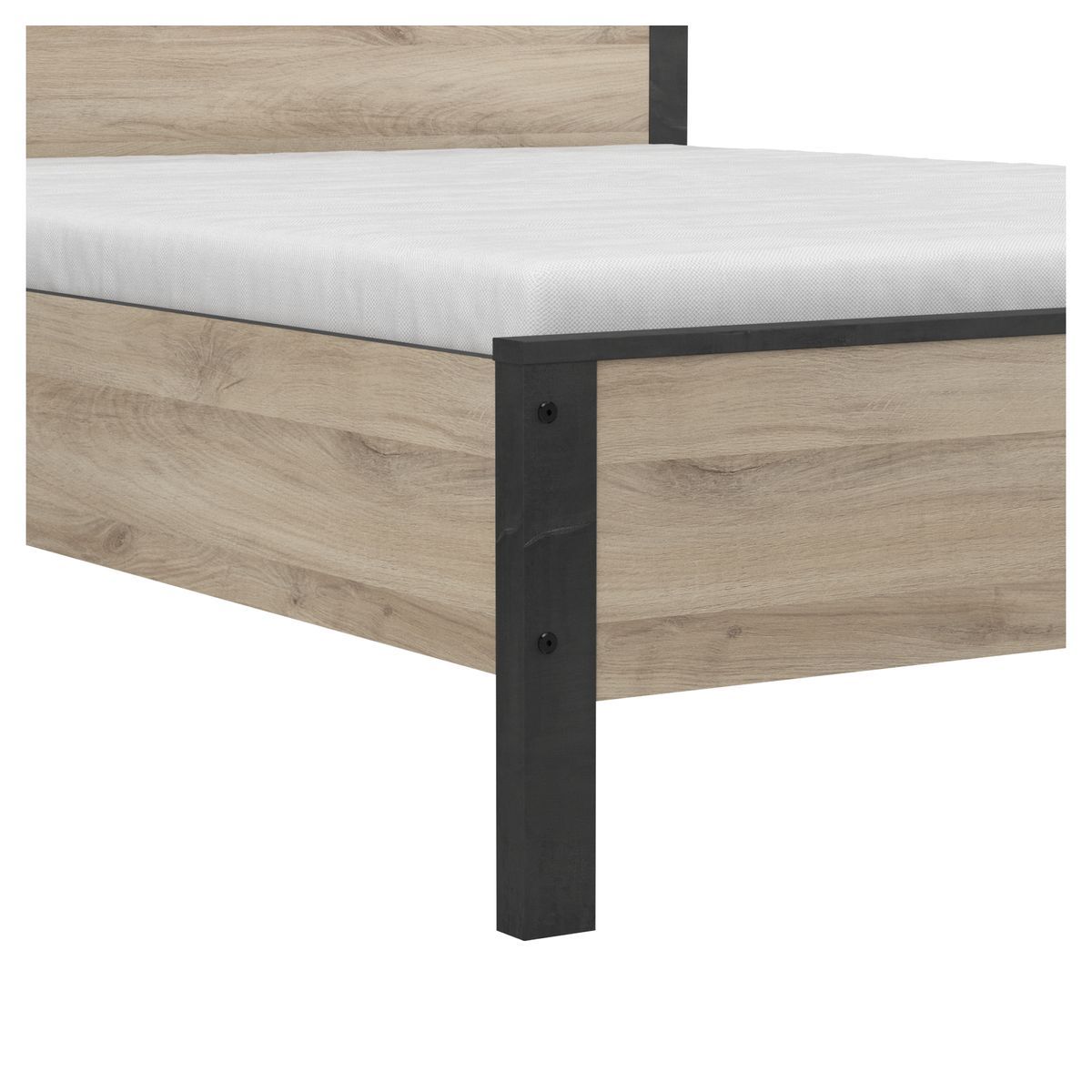 Lit adulte 140x190 cm esprit industriel KANSAS