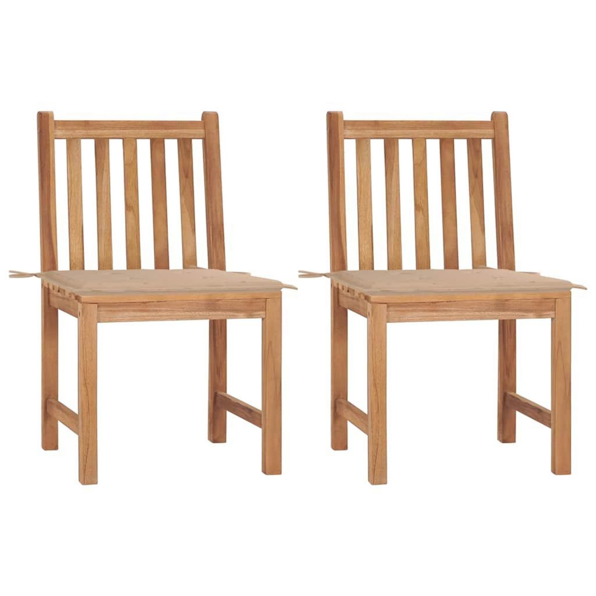 VIDAXL Chaises de jardin lot de 2 avec coussins Bois de teck massif