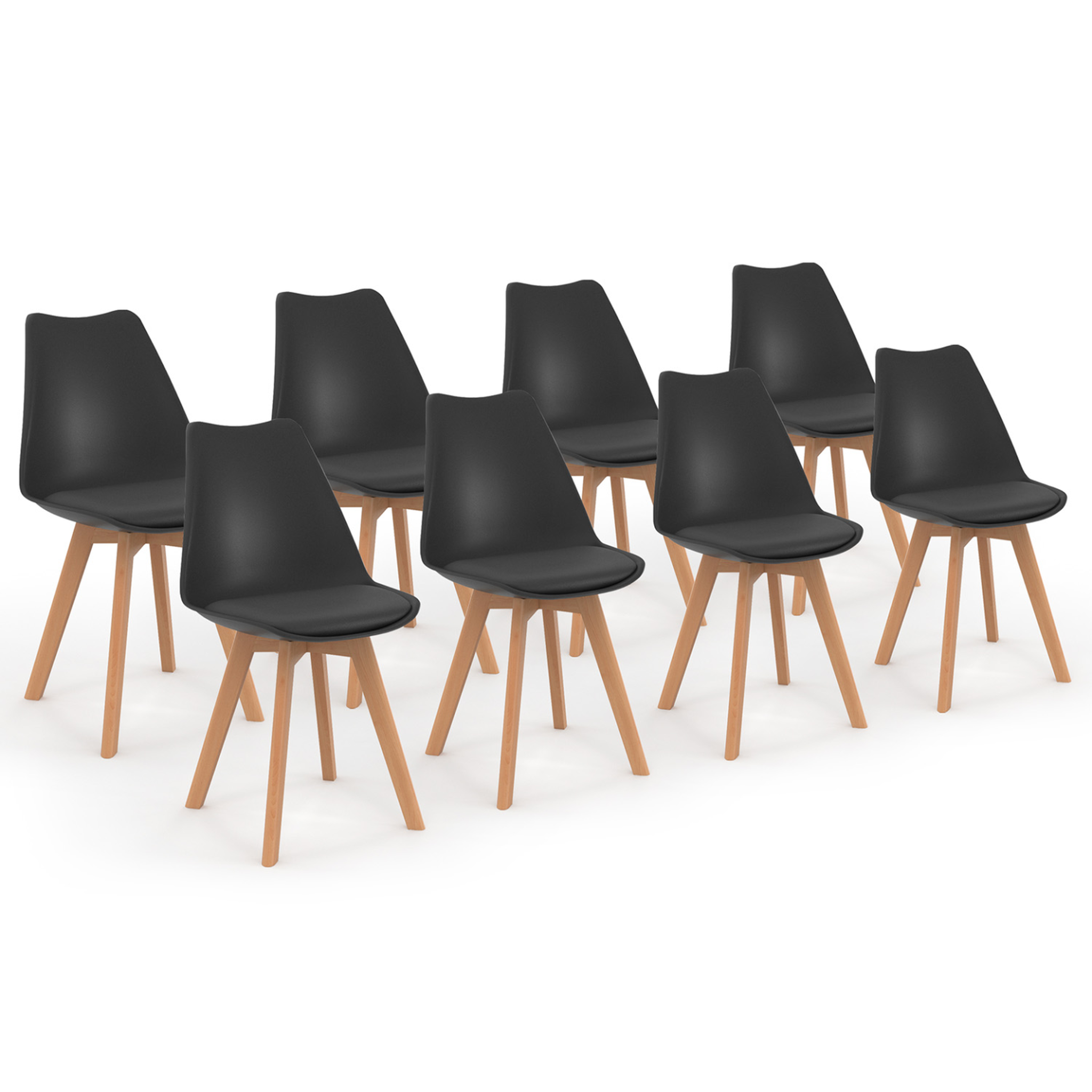 ID MARKET Lot de 8 chaises scandinaves sara noires pour salle à manger