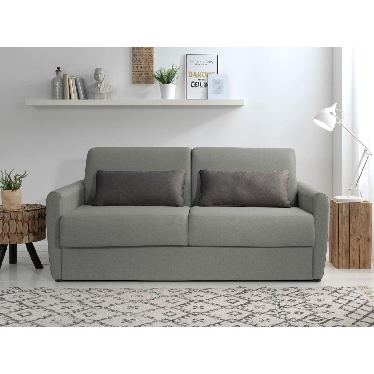 LISA DESIGN Ari - canapé 3 places convertible express couchage quotidien 140 cm matelas 12 cm en tissu