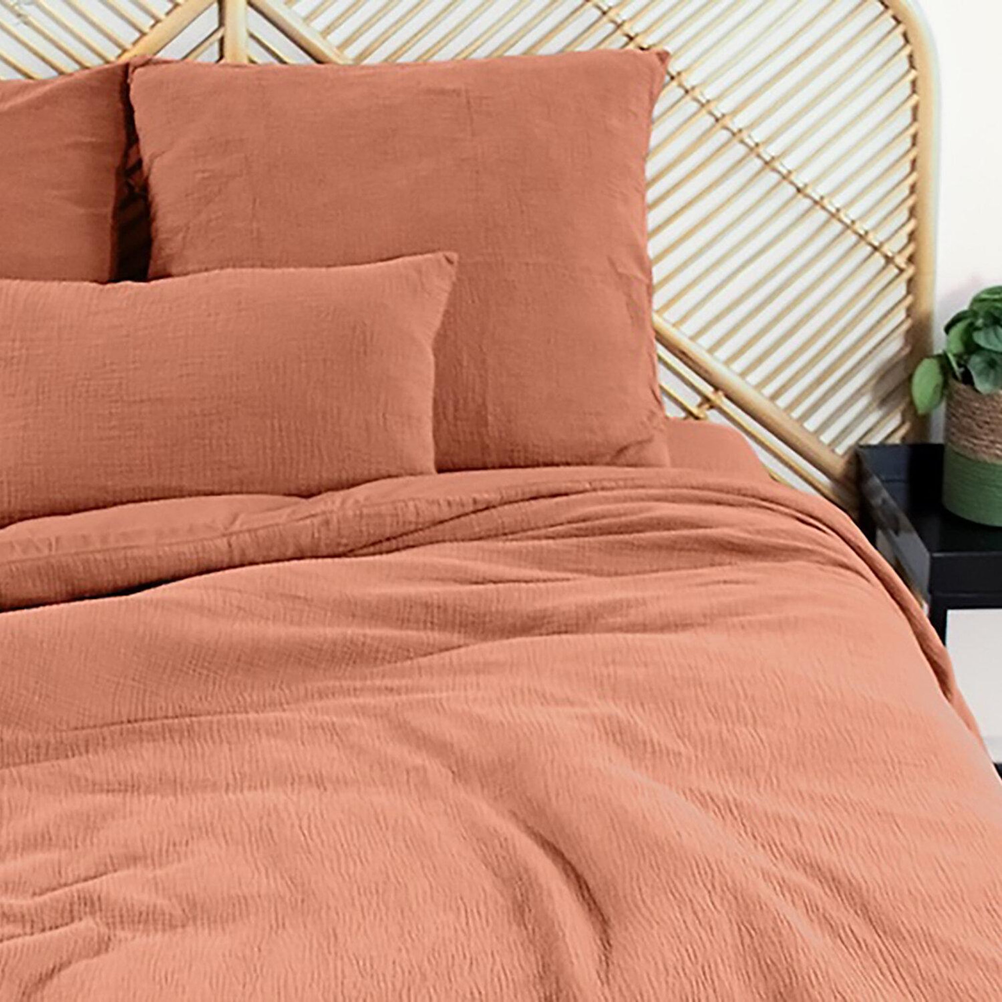 Voir la diapositive 4 : Home collection Parure housse de couette 100% gaze de coton 57 fils - kaki