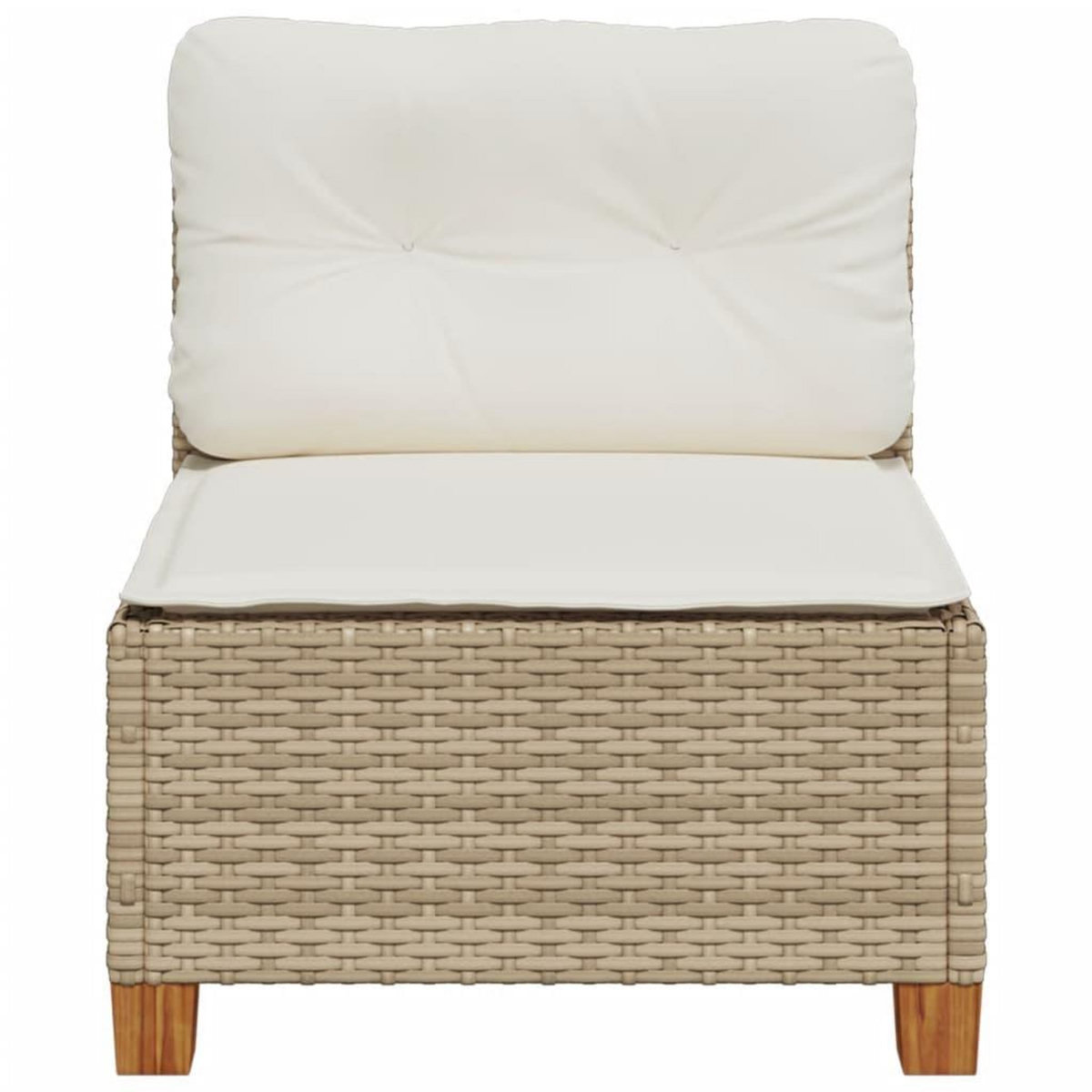 VIDAXL Canape de jardin sans accoudoirs coussins beige resine tressee