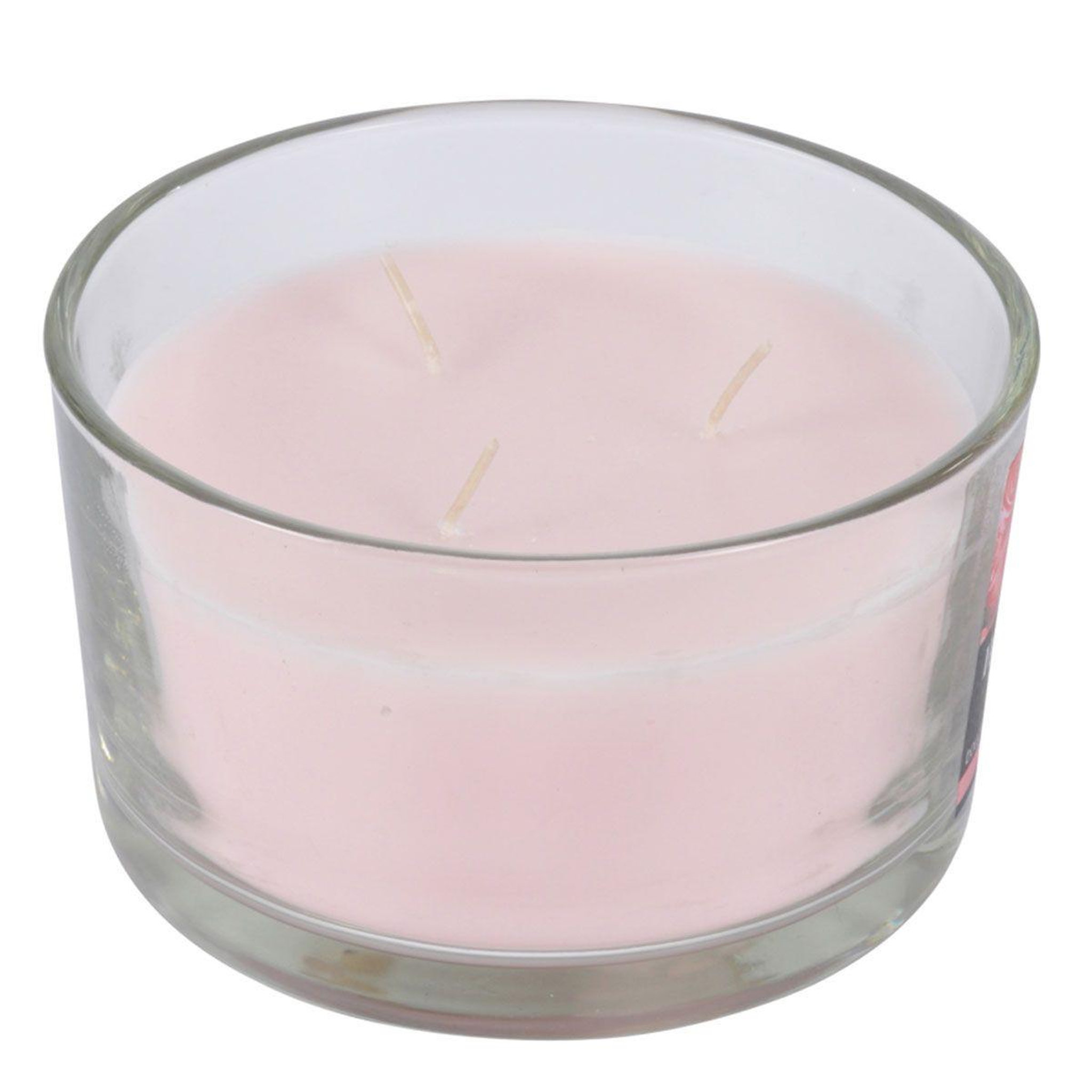 HOMEA Bougie parfumée 3 mèches  essentiel  13cm rose