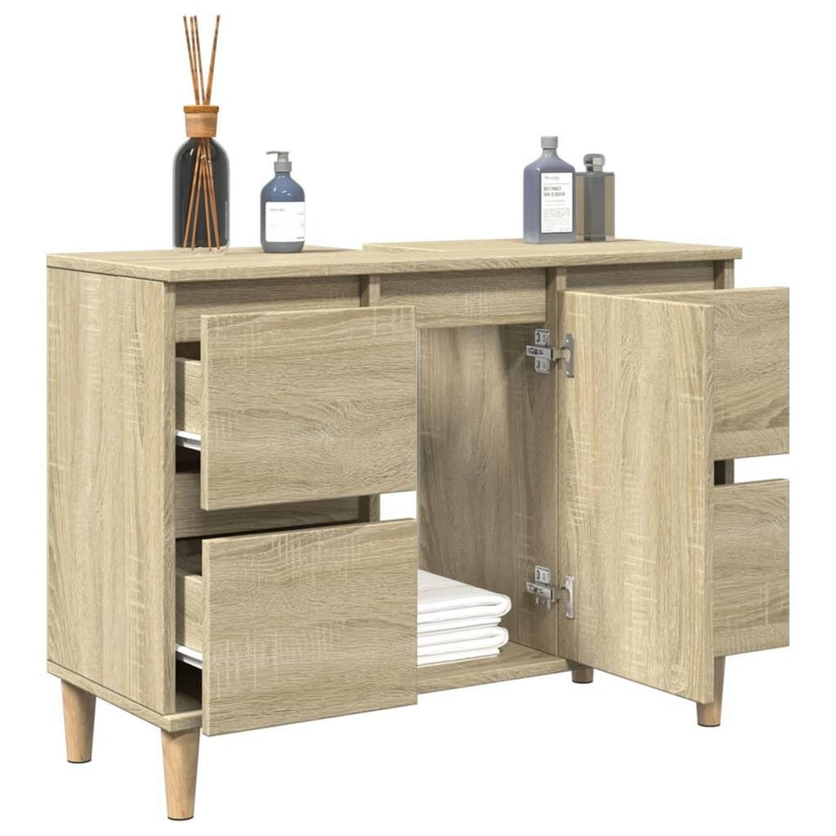 VIDAXL Meuble d'evier chene sonoma 80x33x60 cm bois d'ingenierie