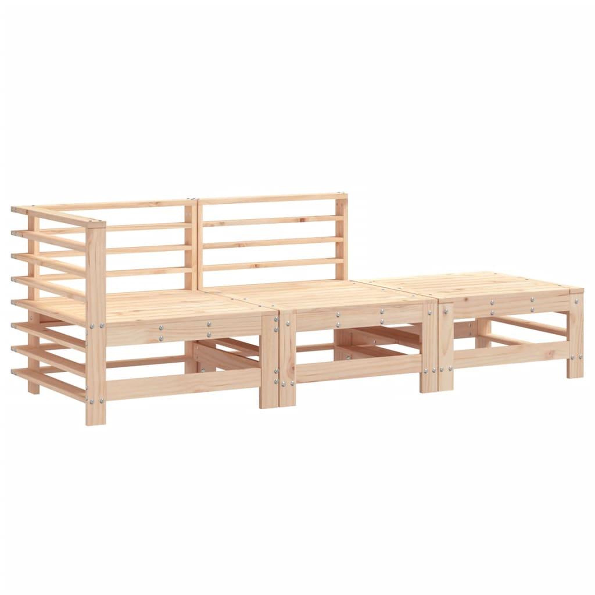 Voir la diapositive 2 : VIDAXL Salon de jardin 3 pcs bois massif de pin