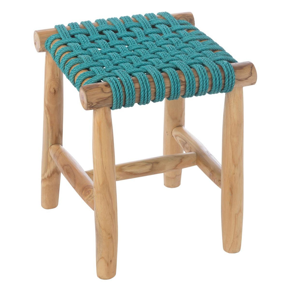 Paris Prix Tabouret en Teck  Erin  45cm Turquoise