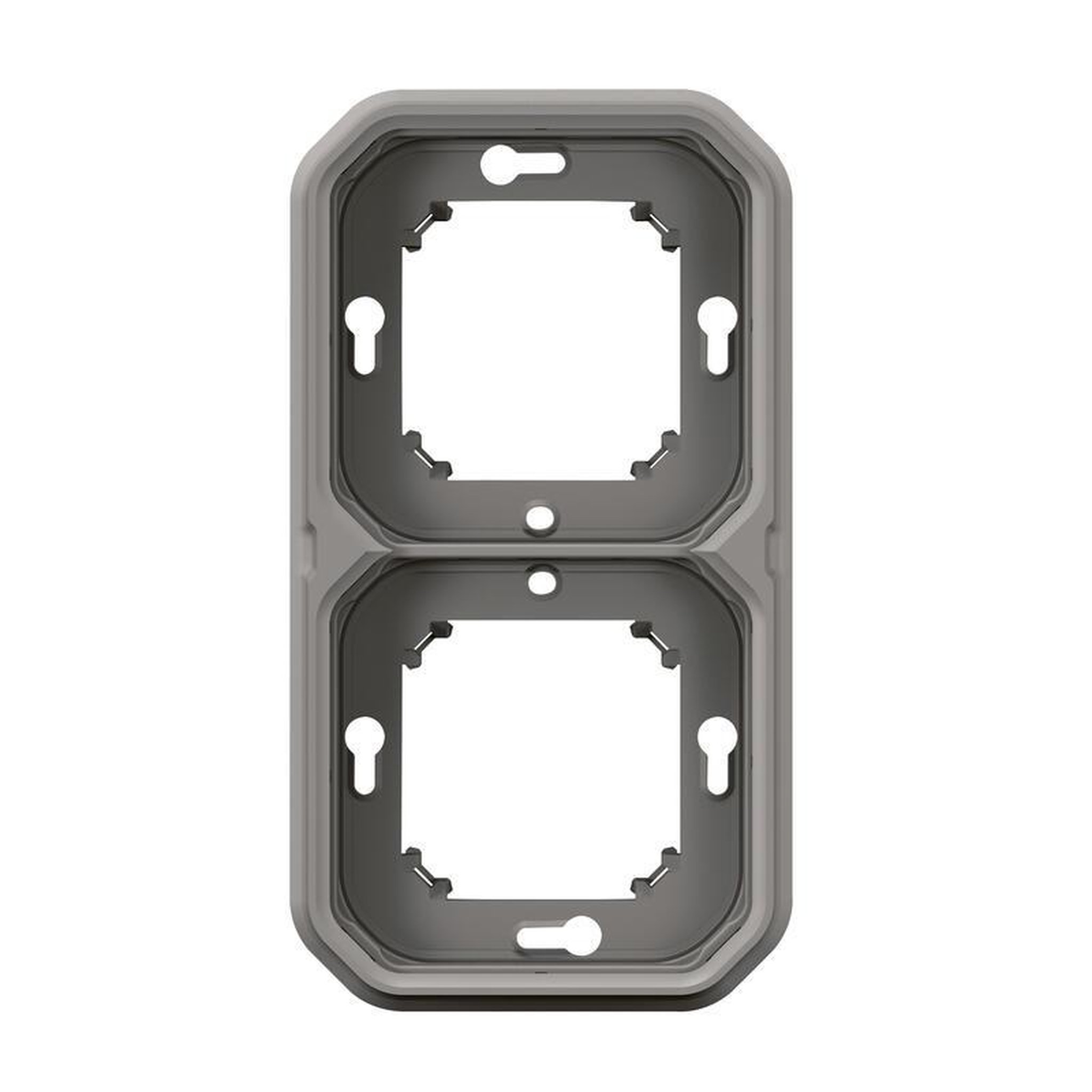 Voir la diapositive 2 : Legrand Support plaque étanche pour montage encastré PLEXO 2 postes horizontaux ou verticaux gris (boîte de 5) LEGRAND 069683L