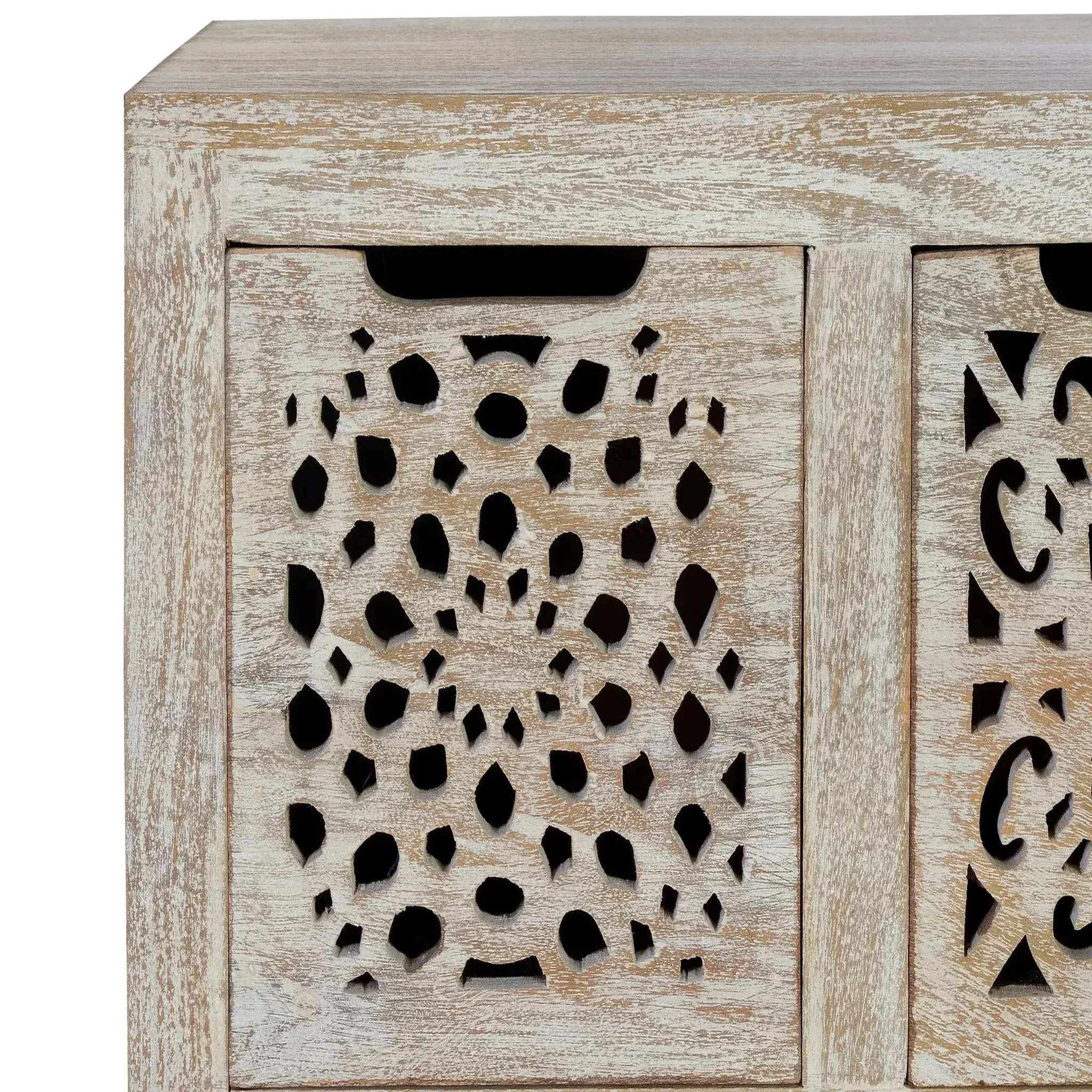 Voir la diapositive 4 : GINER Y COLOMER SL Commode en bois de manguier 112 cm style ethnique boho sculpté