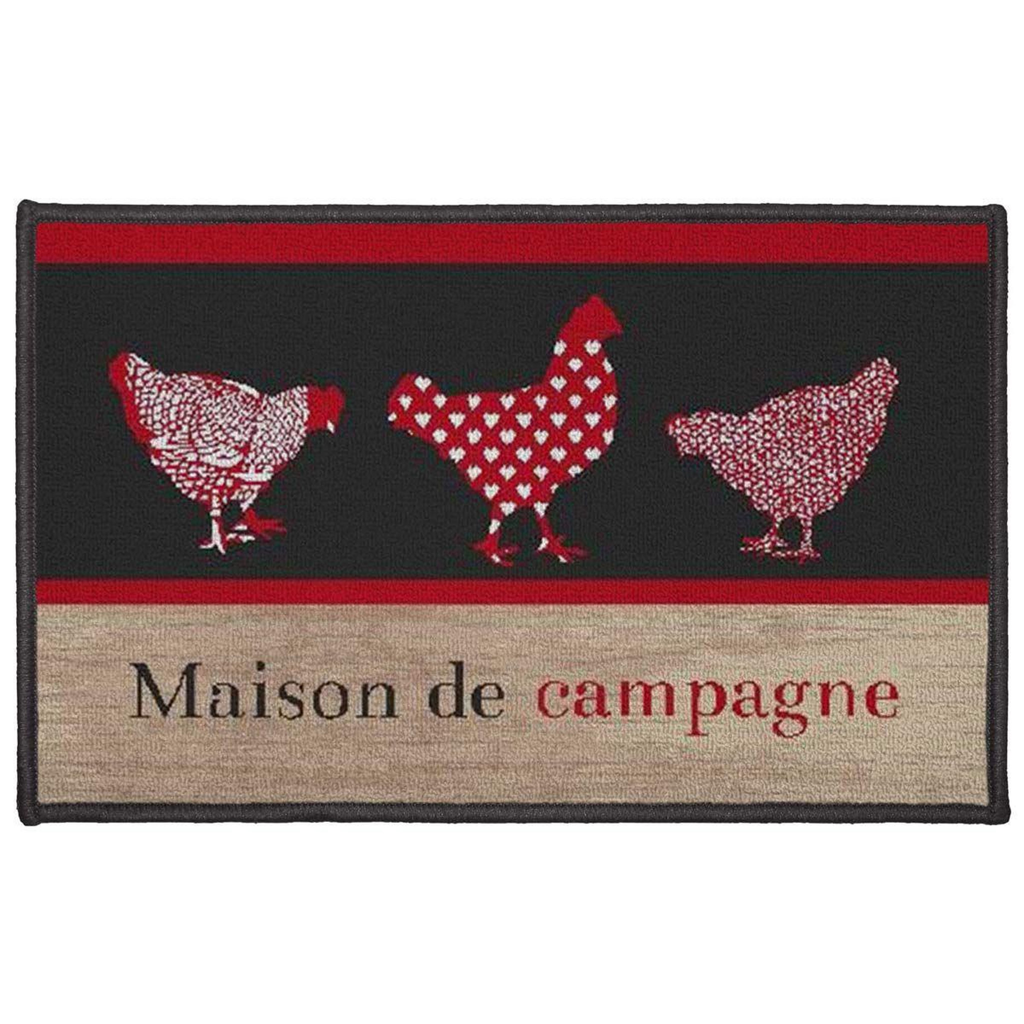 Douceur d'Intérieur Tapis déco rectangle  campagne  50x80cm rouge