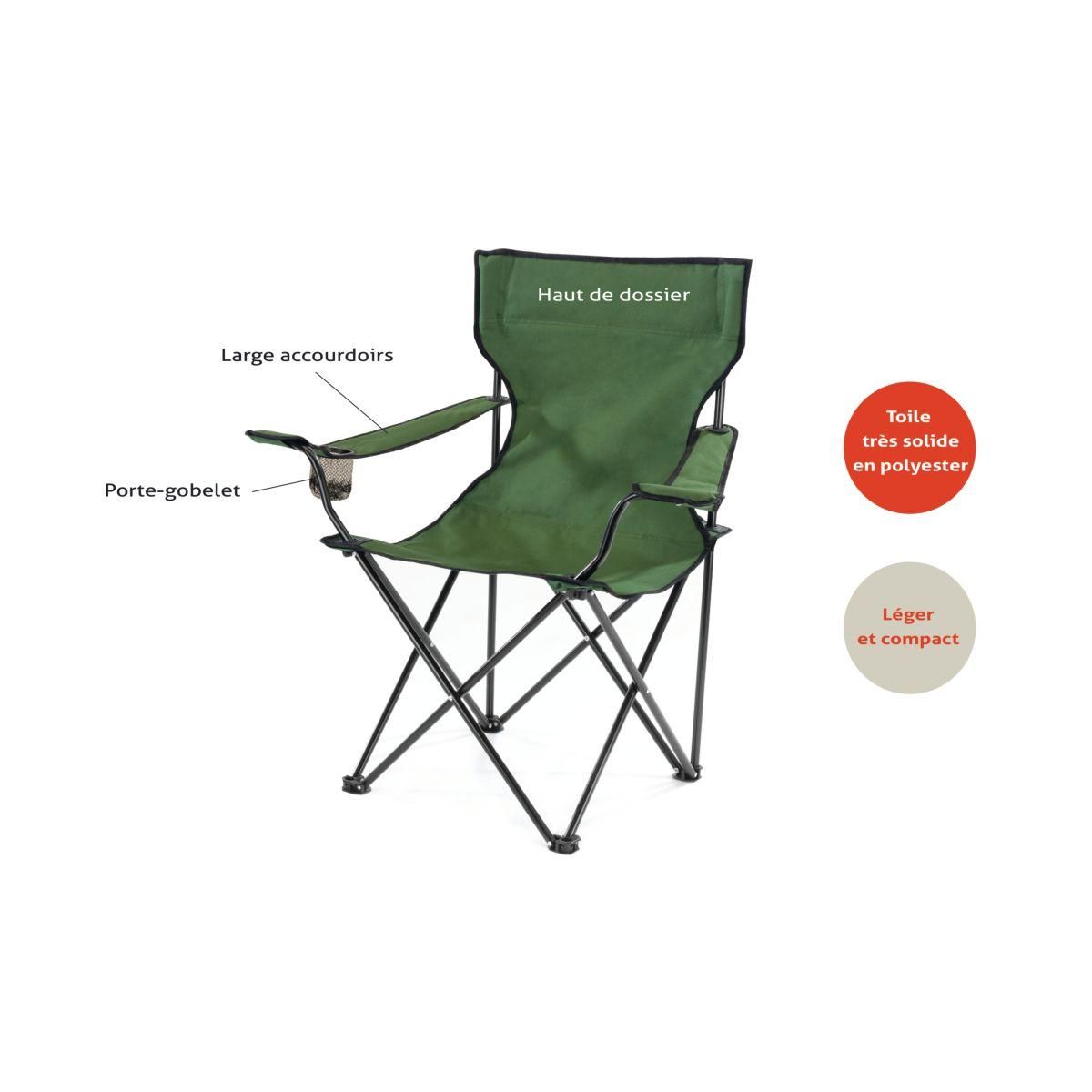 Garden Fauteuil de jardin de camping - Acier/Polyester - Vert