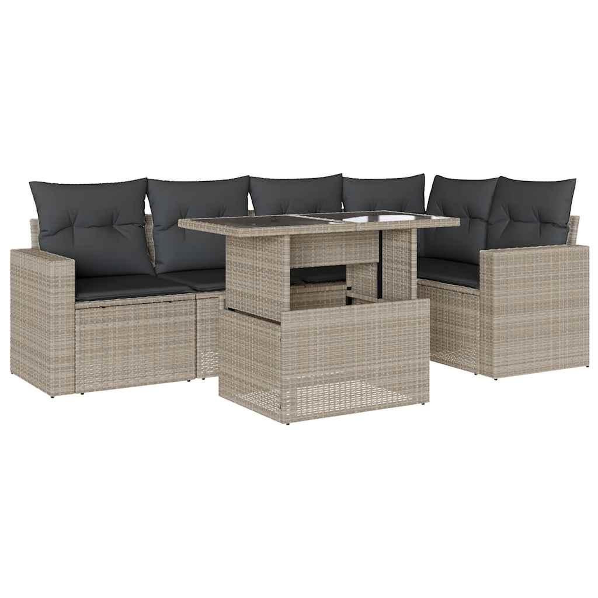 Voir la diapositive 2 : VIDAXL Salon de jardin 6 pcs avec coussins gris clair resine tressee