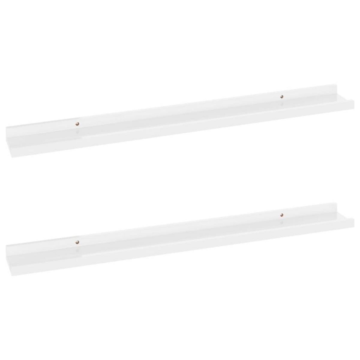 VIDAXL Etageres murales 2 pcs Blanc brillant 80x9x3 cm