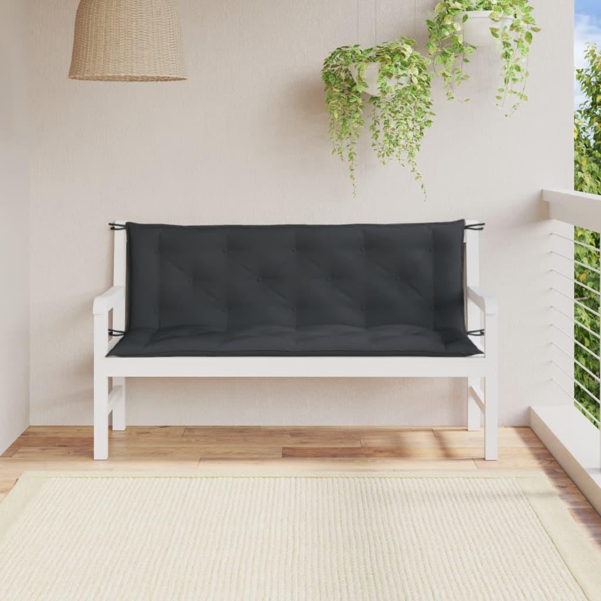 Voir la diapositive 3 : VIDAXL Coussins de banc de jardin lot de 2 anthracite melange tissu