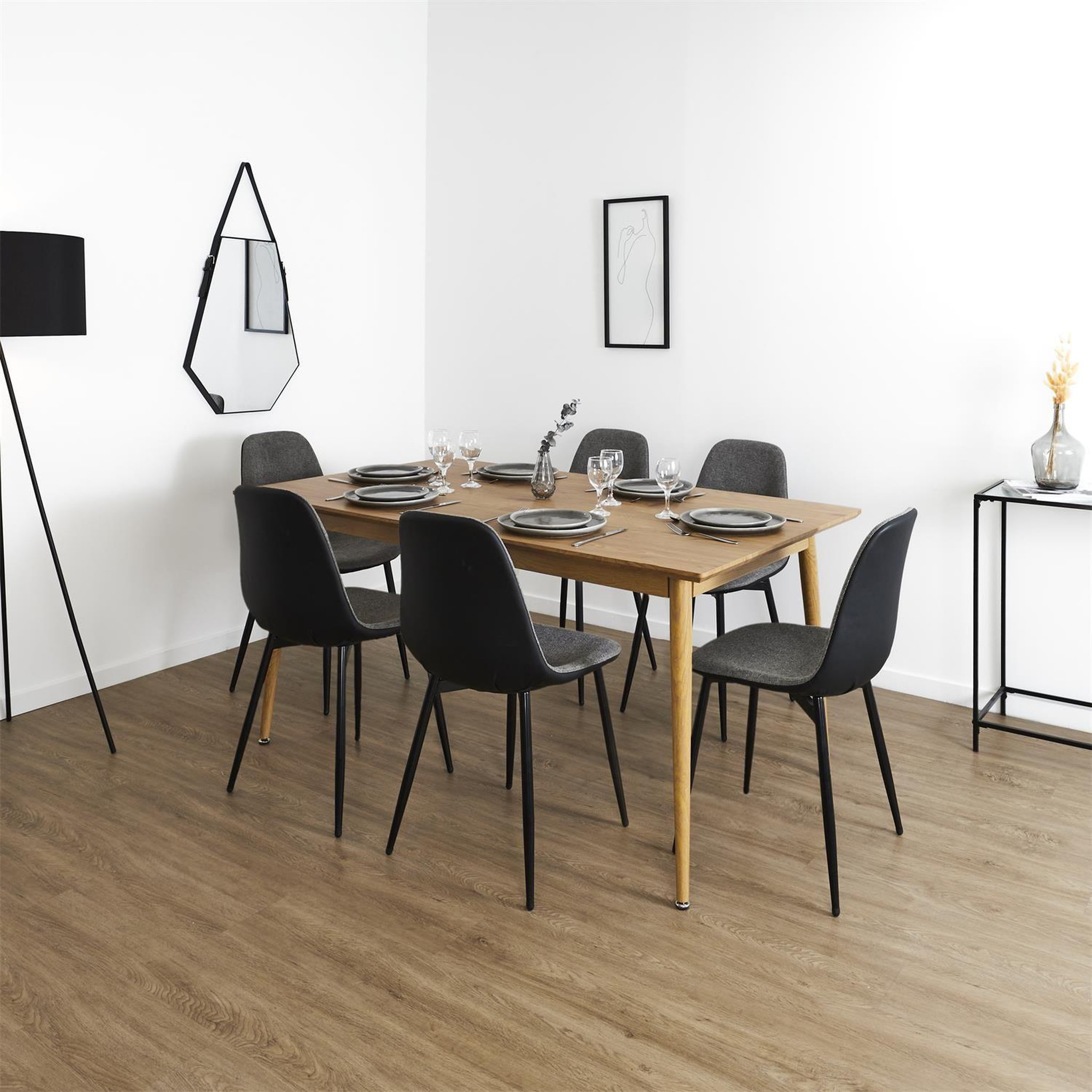Voir la diapositive 2 : The Home Deco Factory Table extensible pour 6 à 8 personnes en bois gaspard - marron