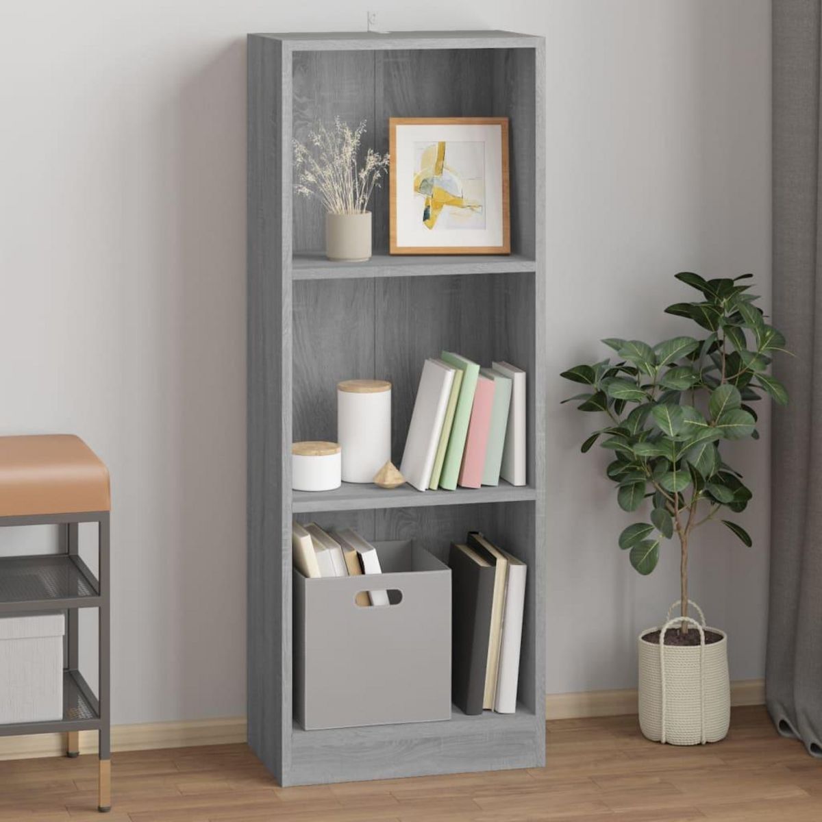 VIDAXL Bibliotheque 3 niveaux Sonoma gris 40x24x109 cm