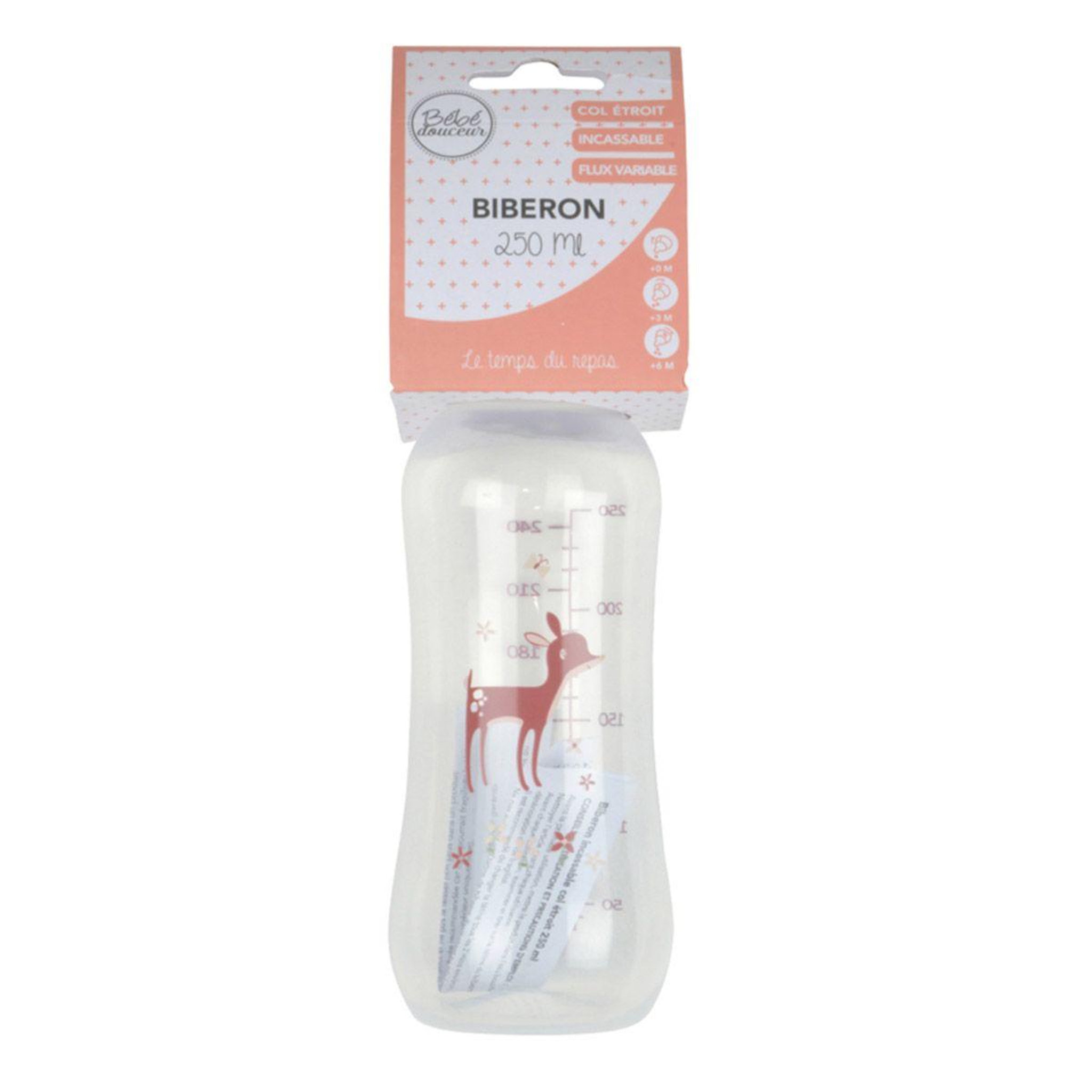 Voir la diapositive 3 : BEBE DOUCEUR Biberon pour bébé faon  forêt magique  250ml rose