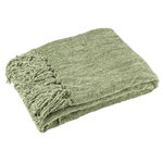 Paris Prix Plaid à Franges  Chenille  130x170cm Vert Mousse