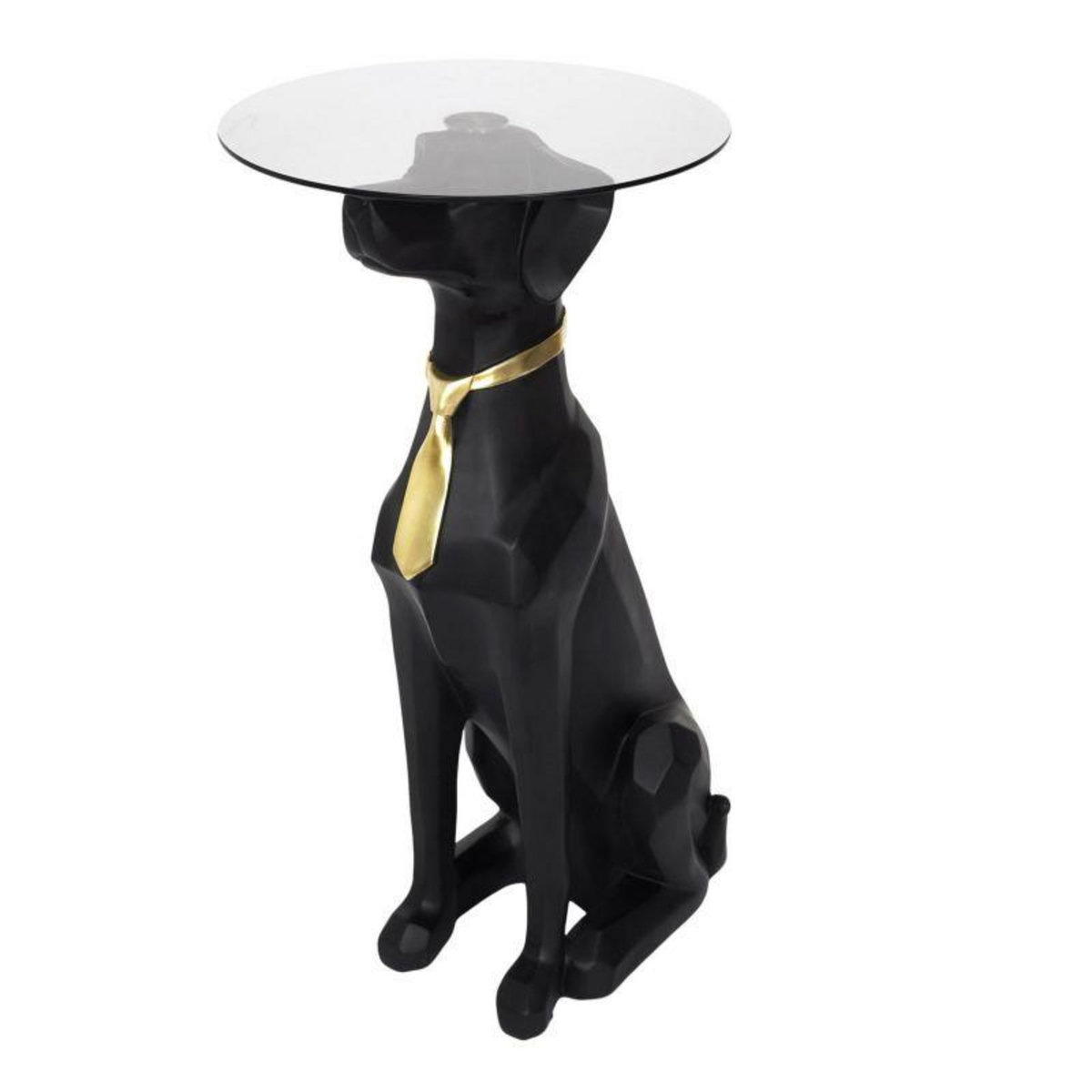 Paris Prix Table Basse Déco  Chien Assis  66cm Noir & Or
