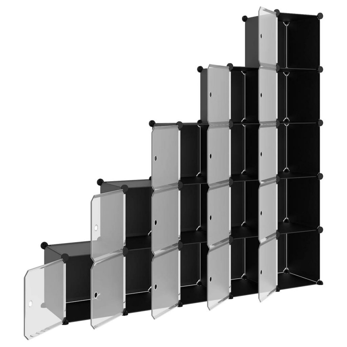 VIDAXL Cubes de rangement 15 pcs avec portes Noir PP