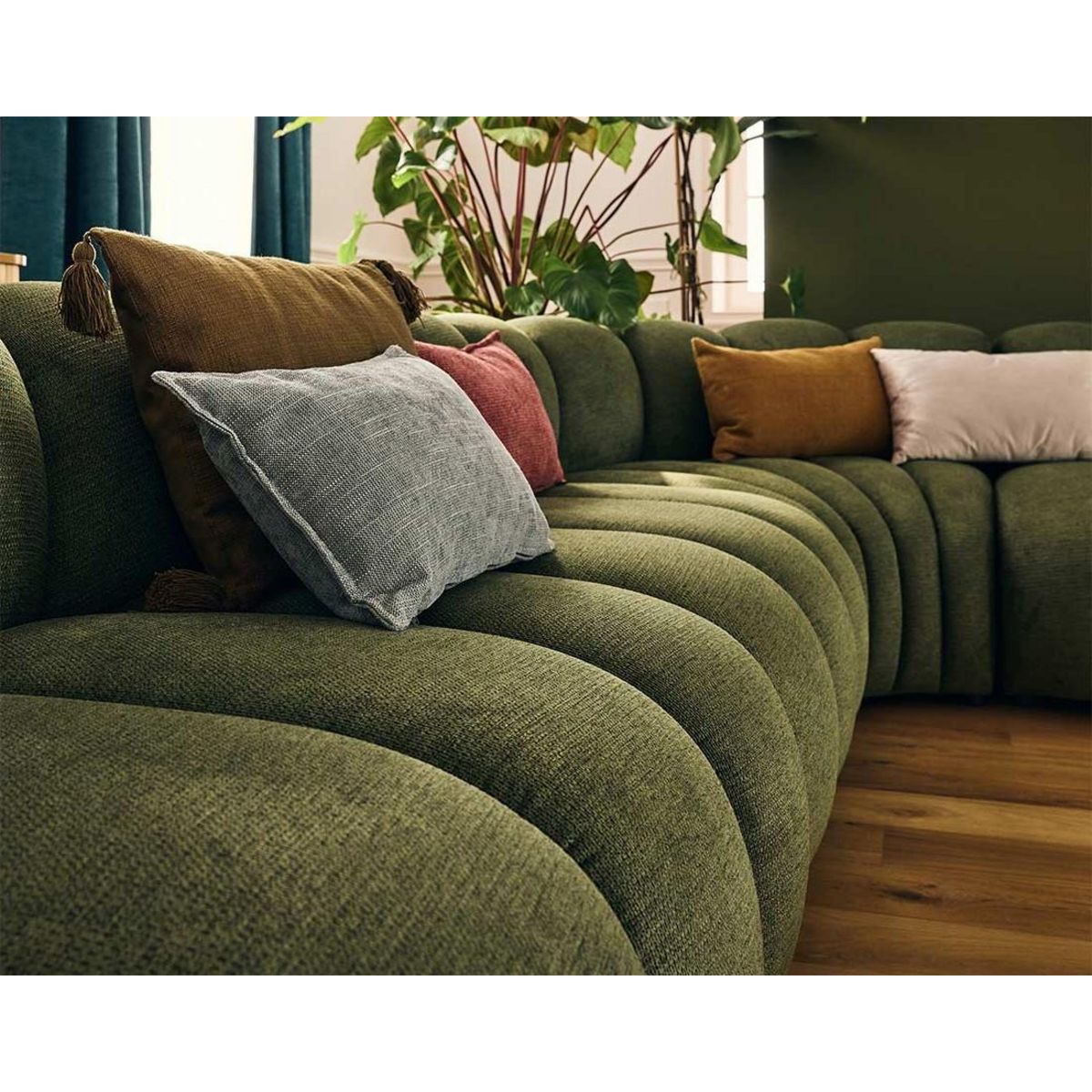 LISA DESIGN Debbie - canapé modulable d'angle gauche 5 places en tissu texturé