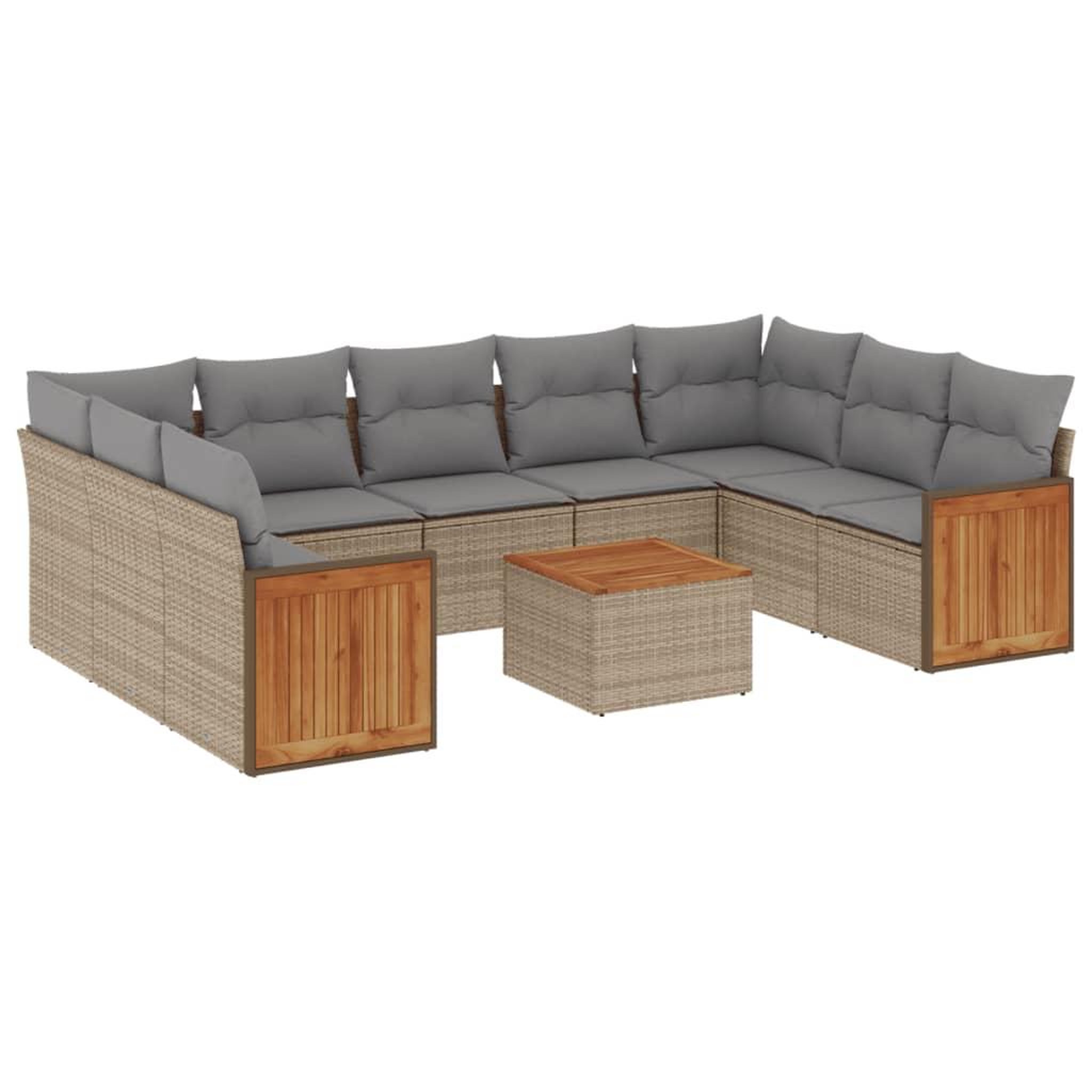 Voir la diapositive 2 : VIDAXL Salon de jardin avec coussins 10 pcs beige resine tressee