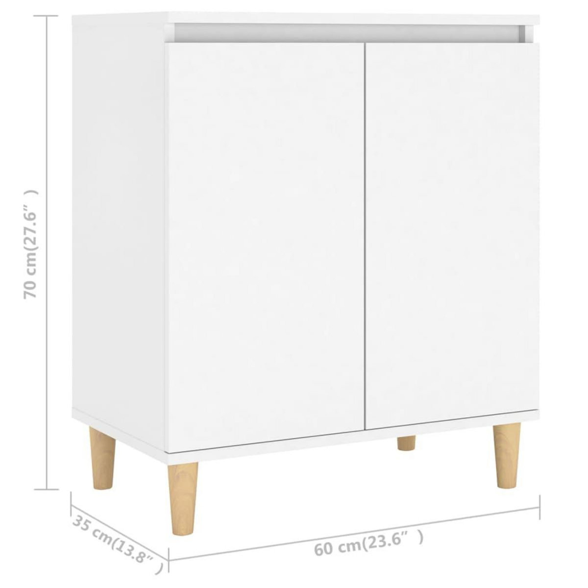 VIDAXL Buffet avec pieds en bois massif blanc bois d'ingenierie