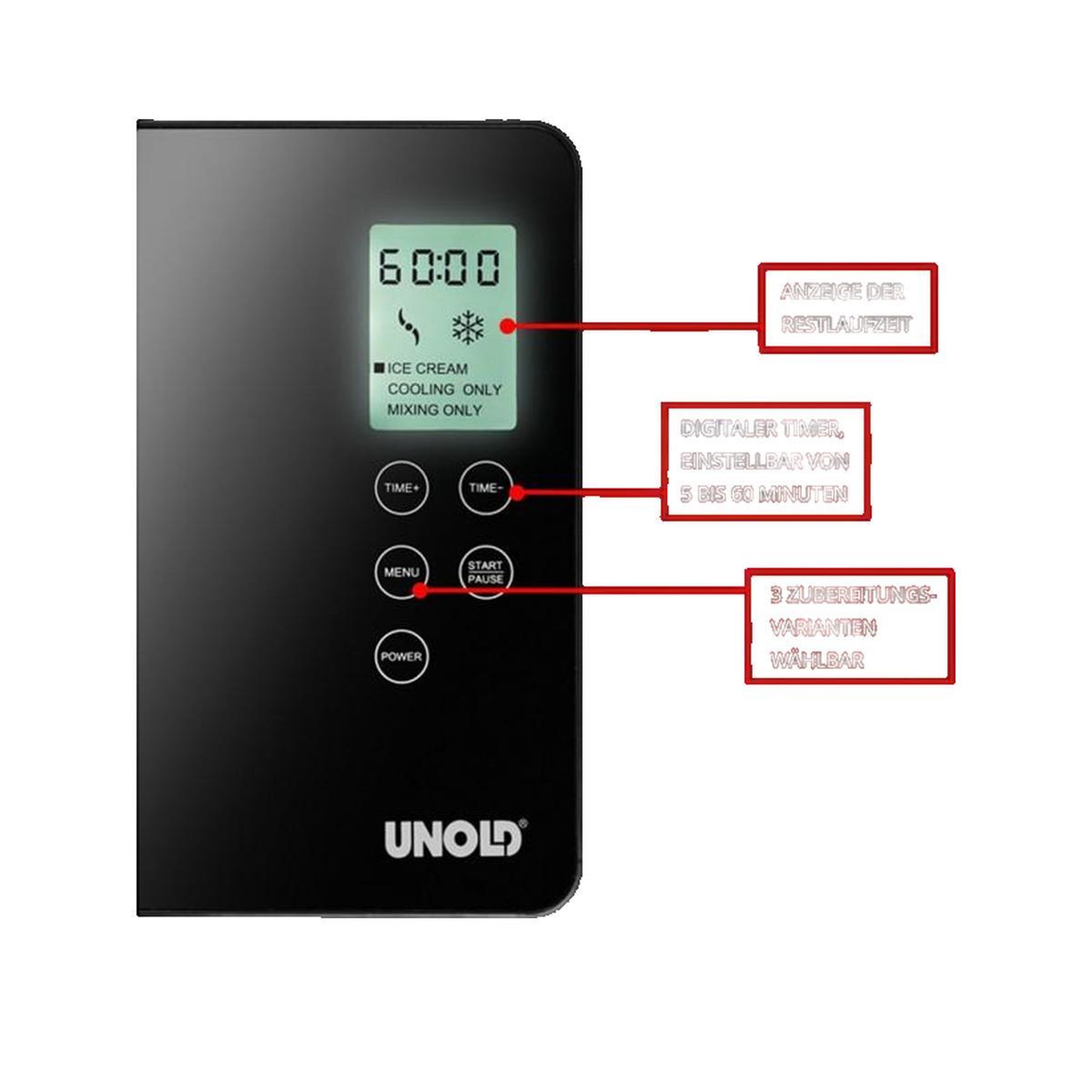 Voir la diapositive 2 : Unold Sorbetière Unold 48845 Gusto acier inoxydable noir