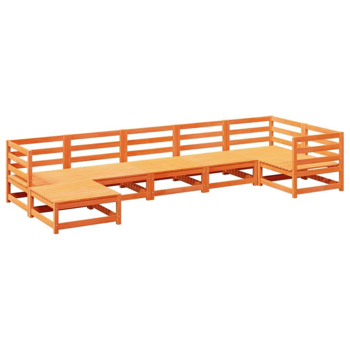 VIDAXL Salon de jardin 7 pcs cire marron bois de pin massif