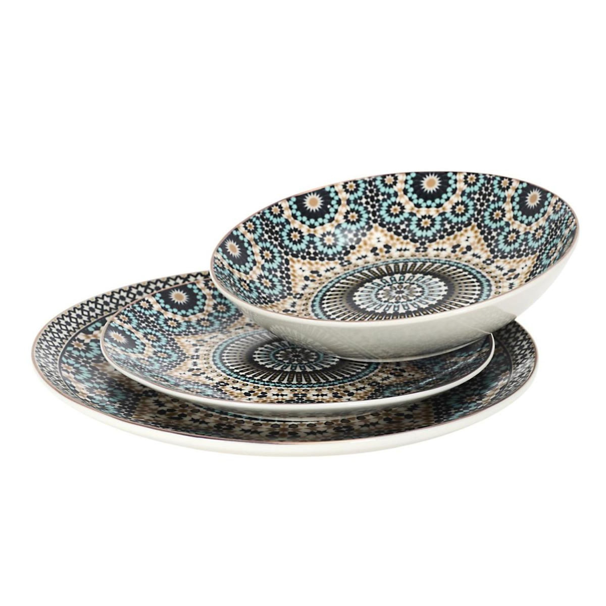 Paris Prix Lot de 6 Assiettes Creuses  Noura  20cm Multicolore